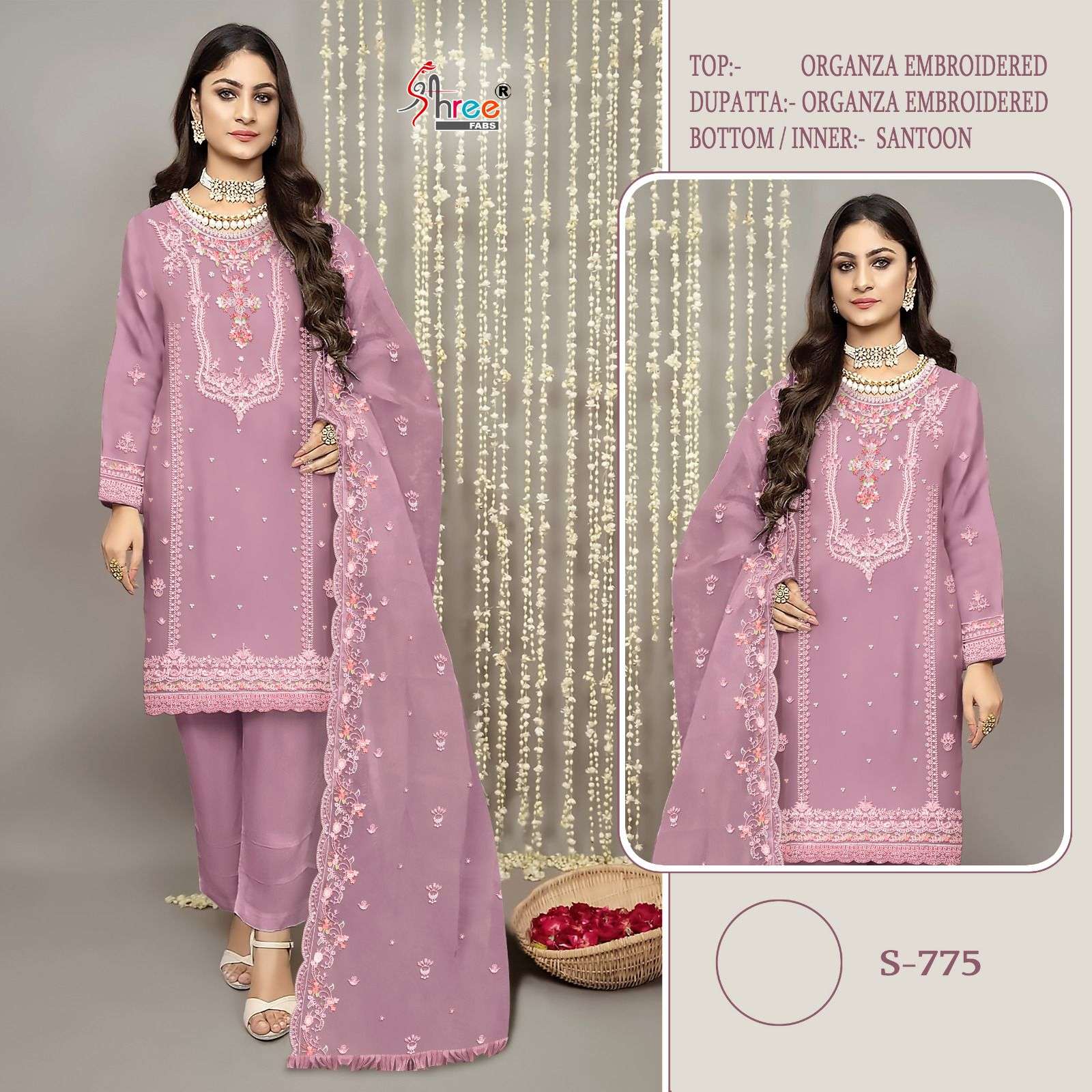 S-775 COLOURS BY SHREE FABS ORGANZA EMBROIDERY PAKISTANI DRESSES