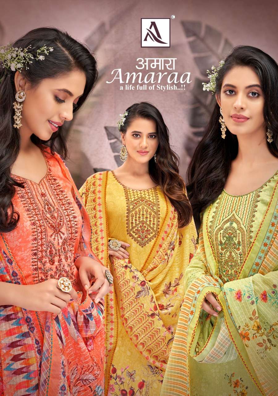 AMARAA BY ALOK SUIT 1101-001 TO 1101-008 SERIES PURE ZAM EMBROIDERY DRESSES
