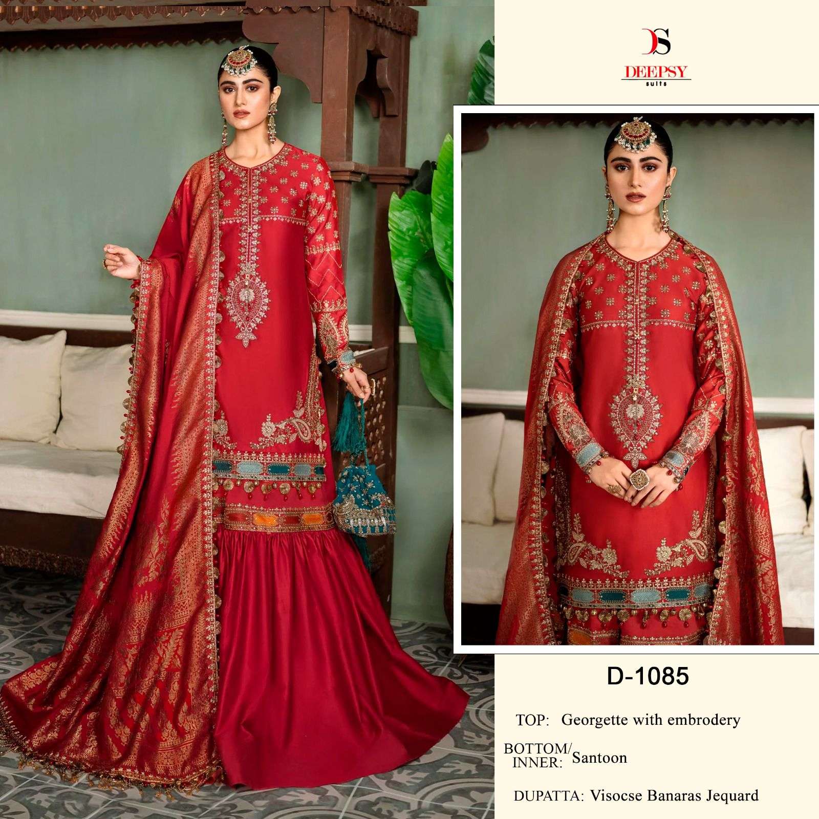D-1085 COLOURS BY DEEPSY SUITS GEORGETTE EMBROIDERY PAKISTANI DRESS