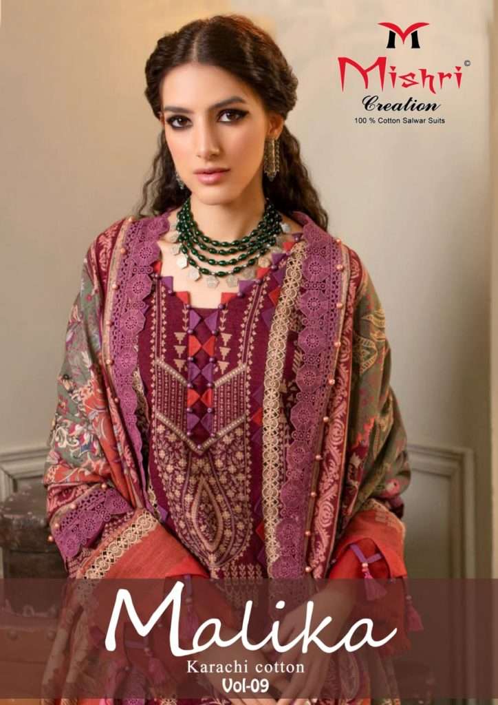 MALIKA VOL-9 BY MISHRI CREATION 9001 TO 9006 SERIES DESIGNER COTTON DRESSES