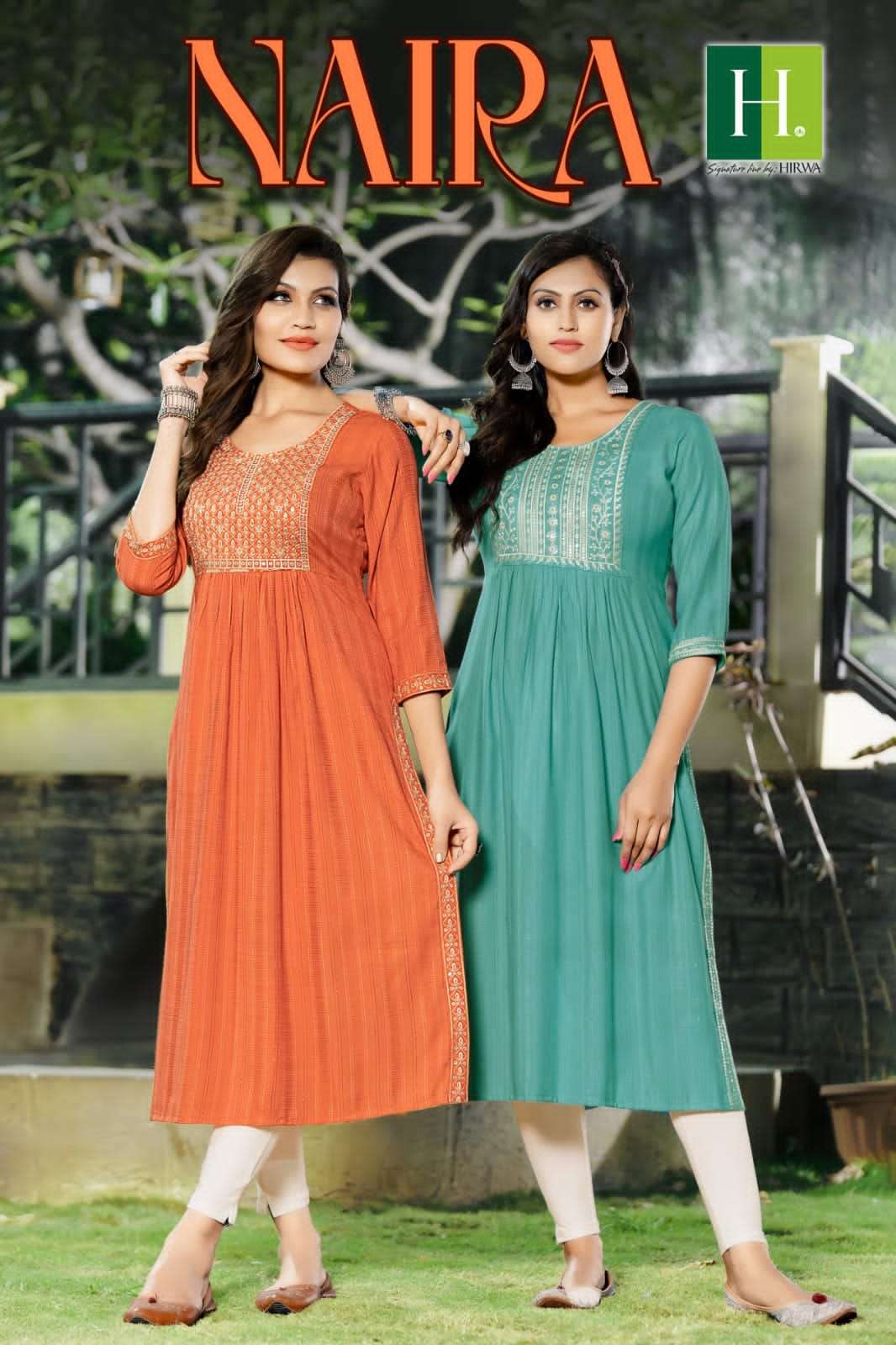 NAIRA BY H DOT 101 TO 108 SERIES RAYON WITH EMBROIDERY WORK KURTIS