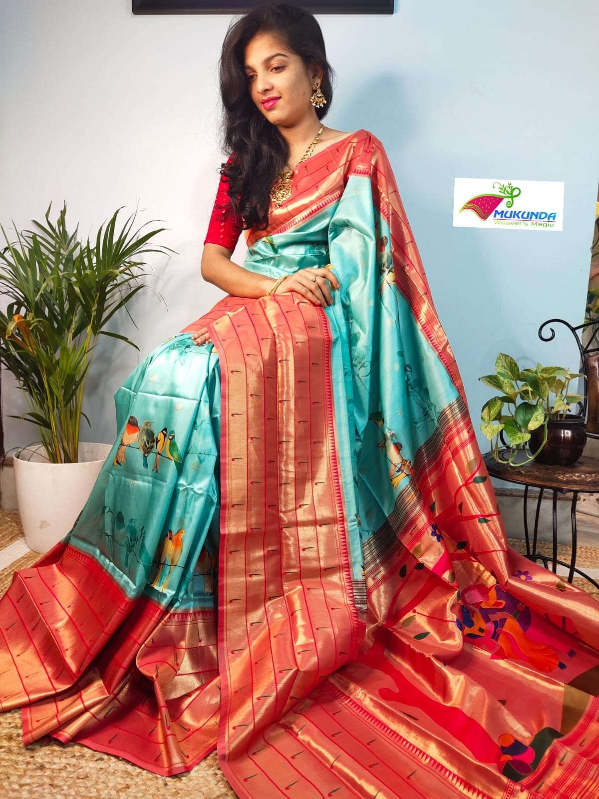 MUKUNDA PAITHANI BY ASLIWHOLESALE INDIAN DESIGNER SOFT SILK SAREE