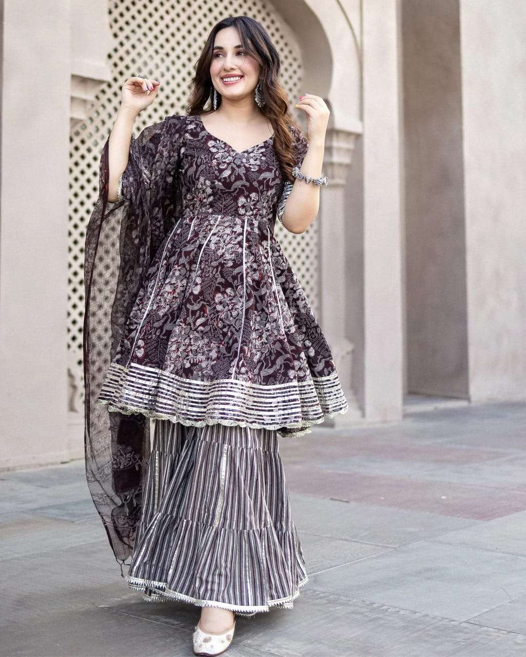 RASHI VOL-42 BY ASLIWHOLESALE DESIGNER FACNY COTTON SHARARA DRESS