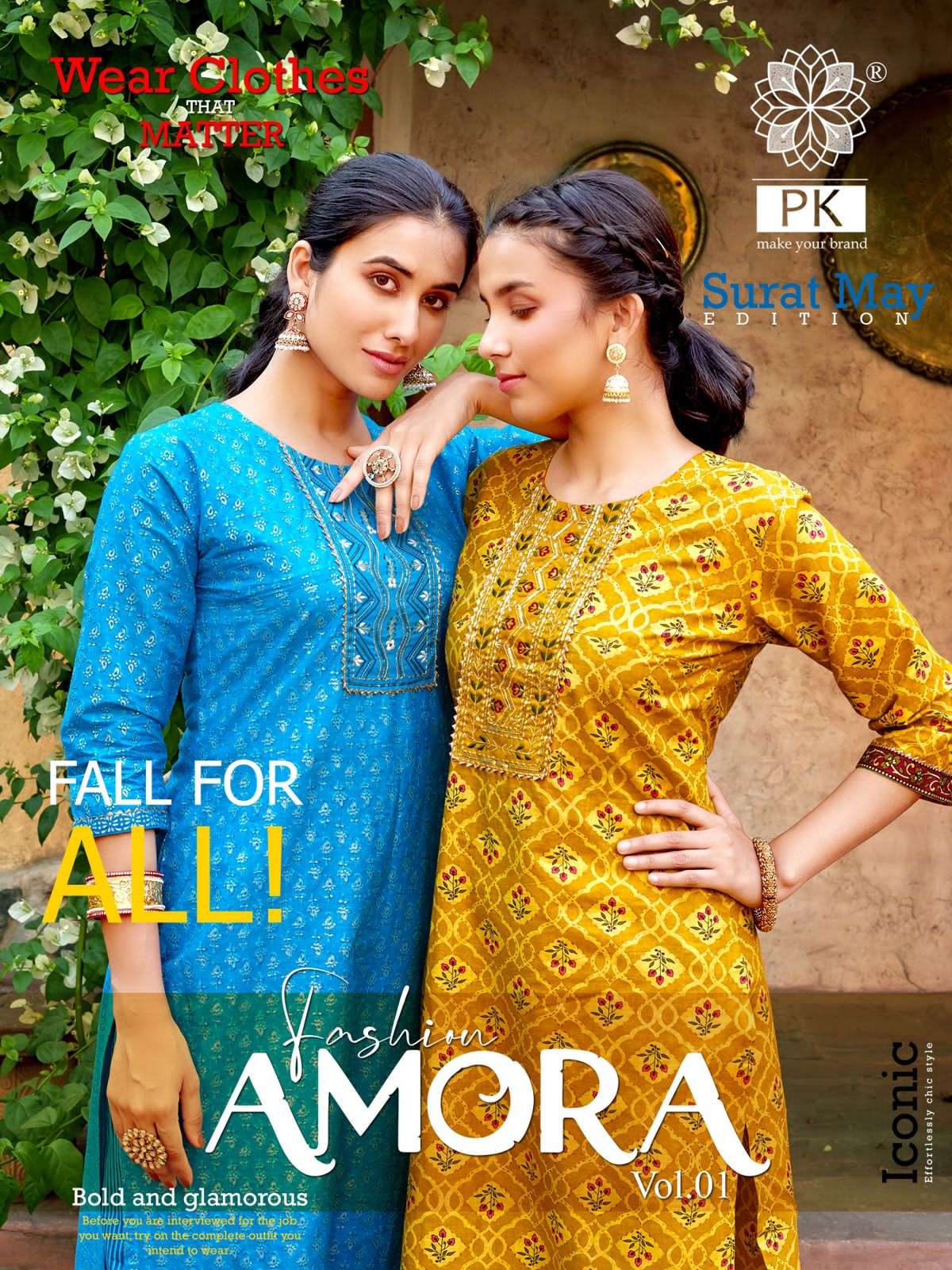 AMORA VOL-1 BY PK 1001 TO 1012 SERIES COTTON KURTIS WITH PANT