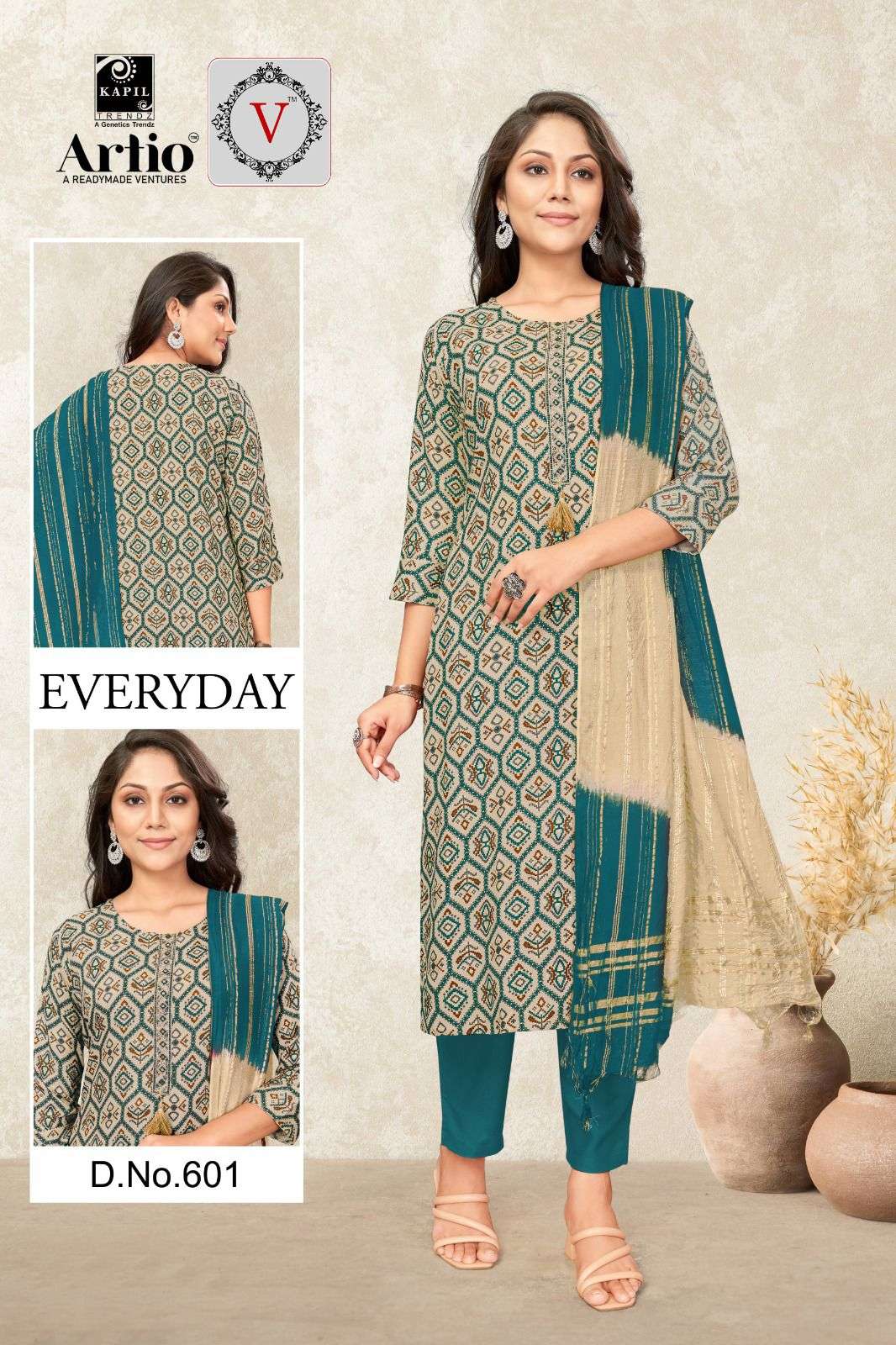 EVERY DAY BY KAPIL TRENDZ 601 TO 622 SERIES FANCY RAYON WORK DRESSES