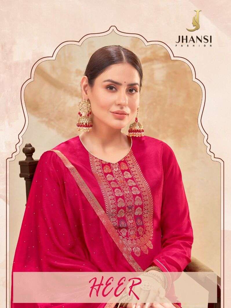 HEER BY JHANSI FASHION 1001 TO 1006 SERIES DOLA JACQUARD WORK DRESSES