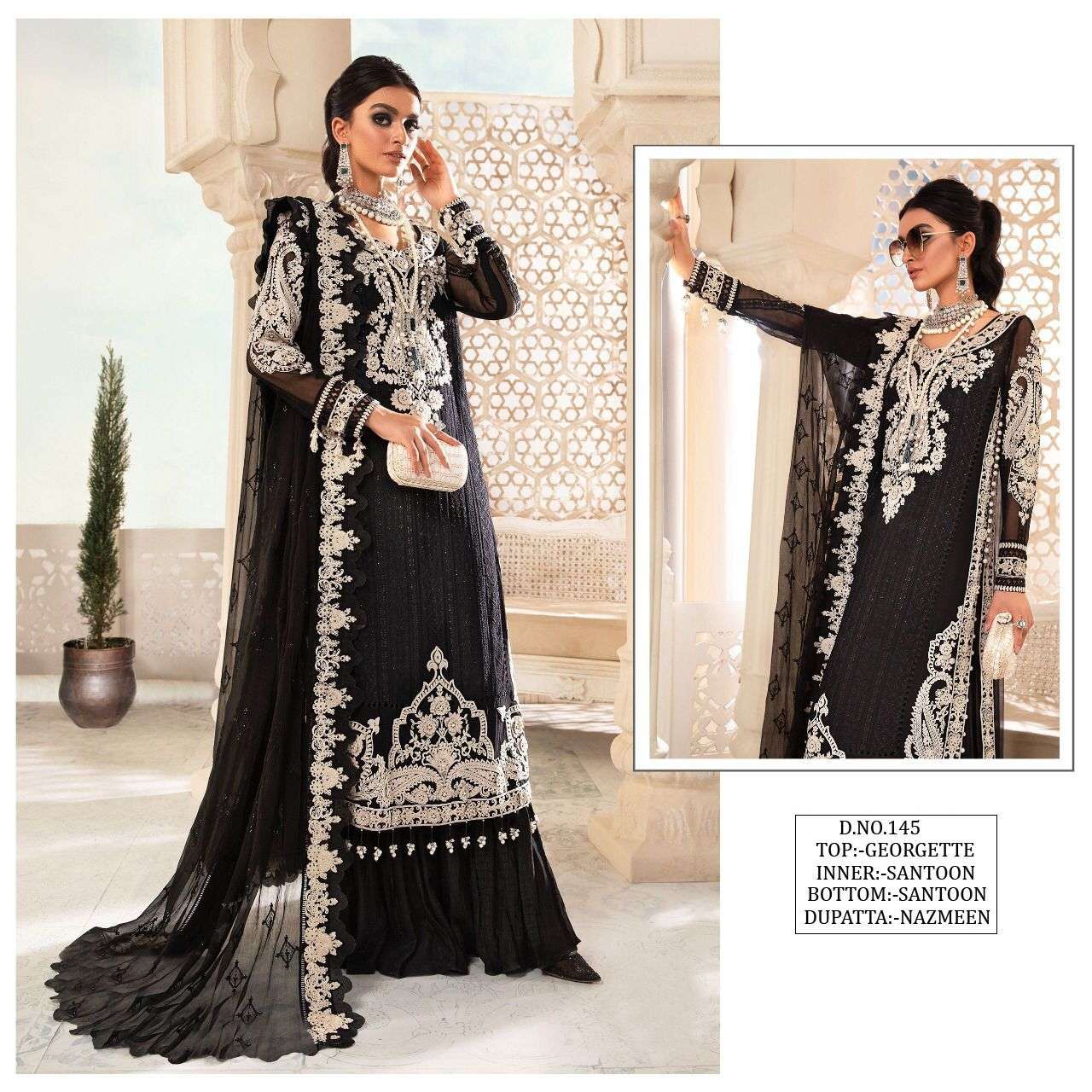 KF-145 COLORS BY ASLIWHOLESALE 145 TO 145-C SERIES DESIGNER GEORGETTE DRESSES