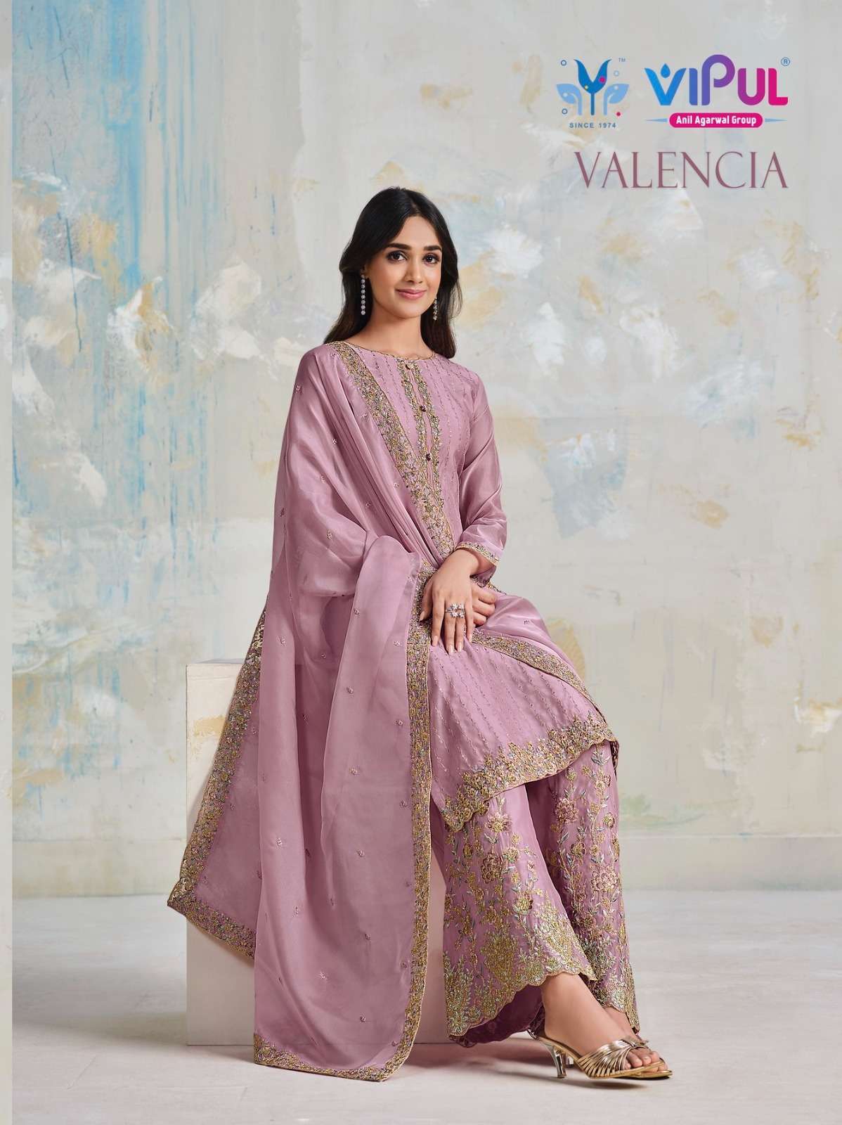 VALENCIA BY VIPUL 5181 TO 5186 SERIES DESIGNER ORGANZA EMBROIDERY DRESSES