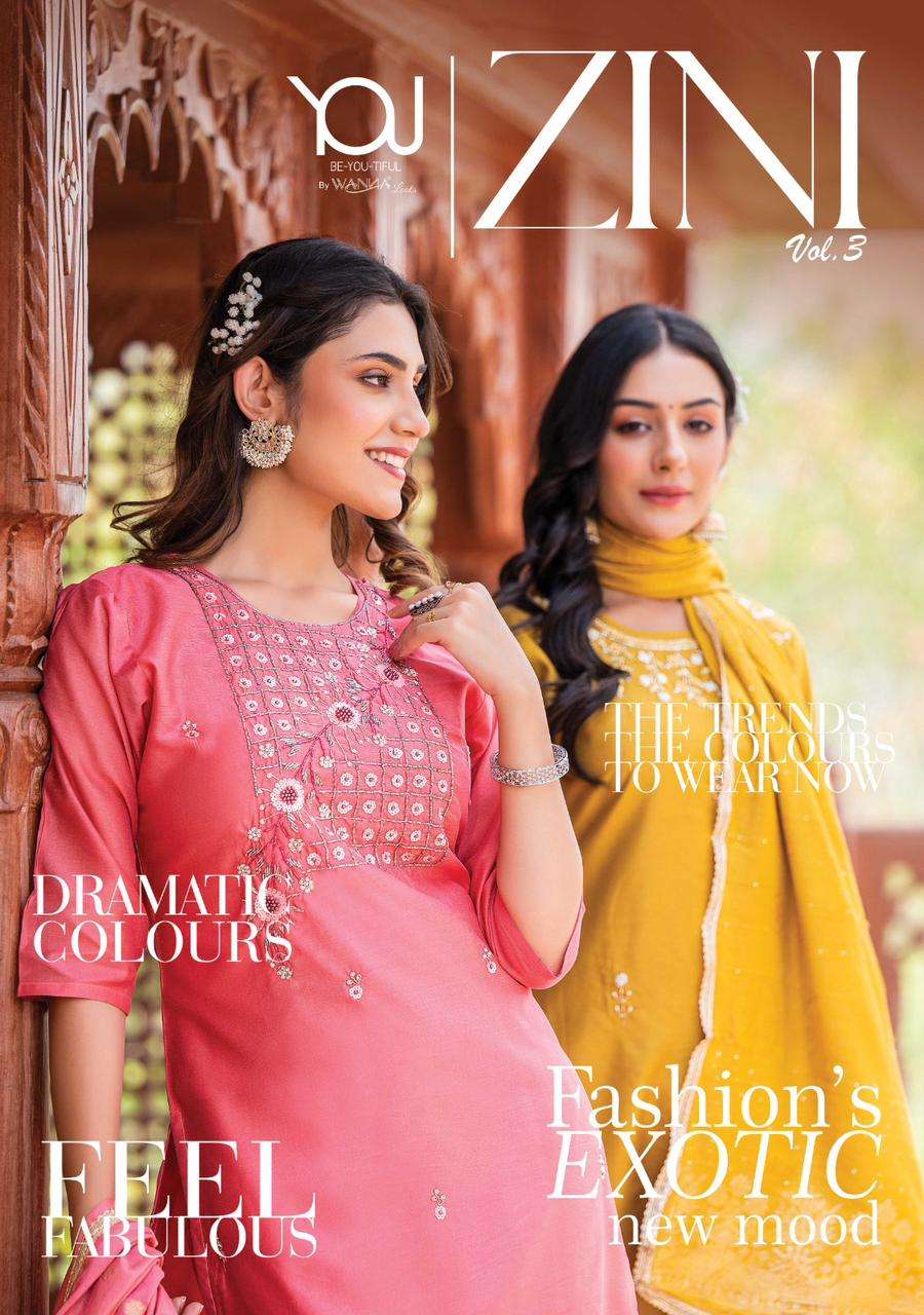 ZINI VOL-3 BY YOU 1001 TO 1006 SERIES SOFT CHANDERI SILK STITCHED DRESSES