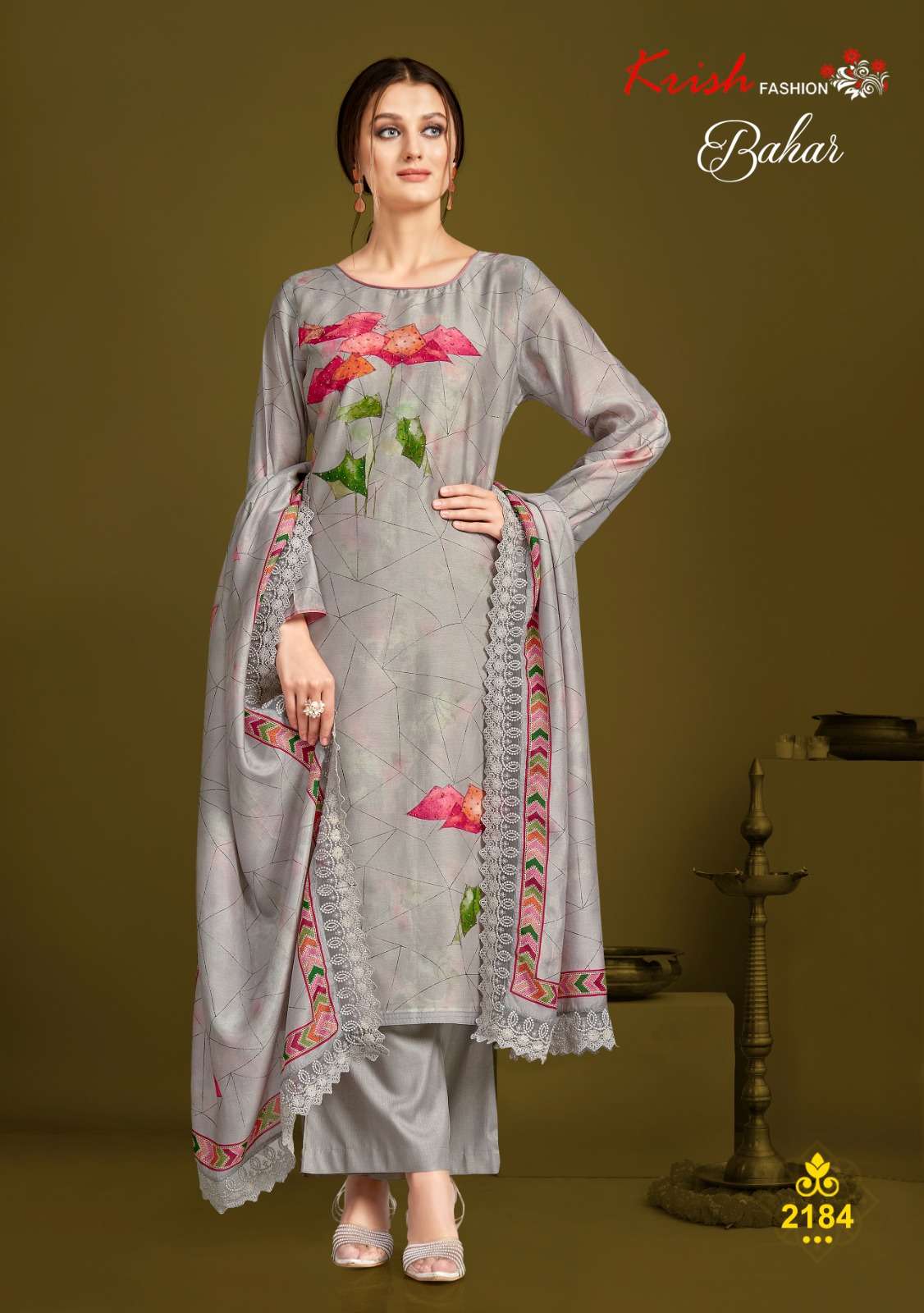 BAHAR 2184 BY KRISH FASHION DESIGNER PURE BAMBER DIGITAL PRINT DRESSES