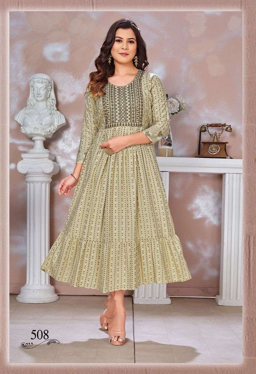 BEAUTY QUEEN BLESSED VOL-3 BY ASLIWHOLESALE 01 TO 08 RAYON PRINT KURTIS