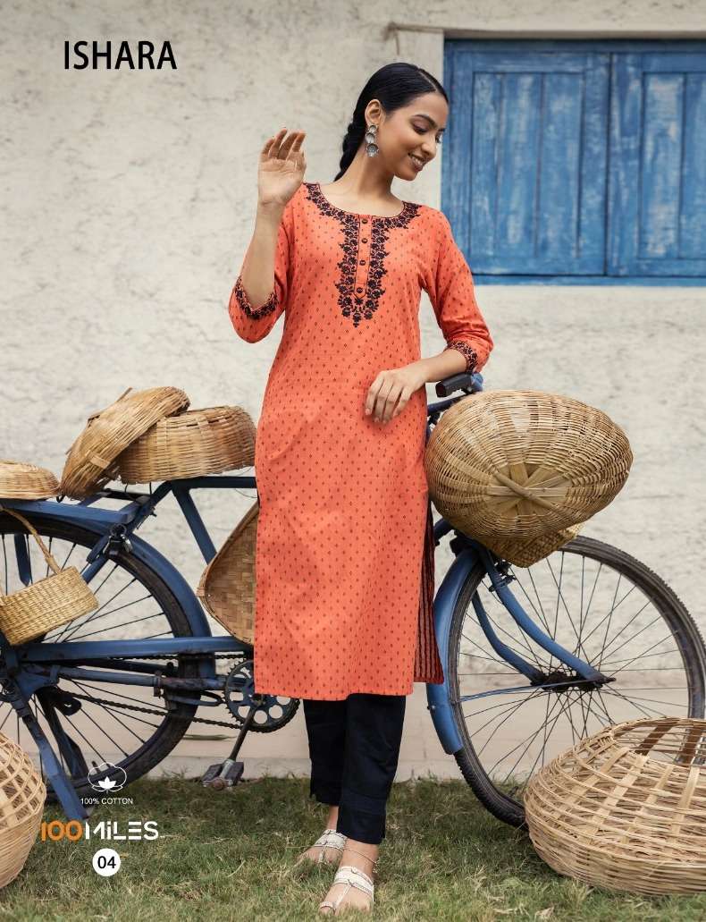 ISHARA BY 100 MILES 01 TO 04 SERIES COTTON EMBROIDERY KURTIS