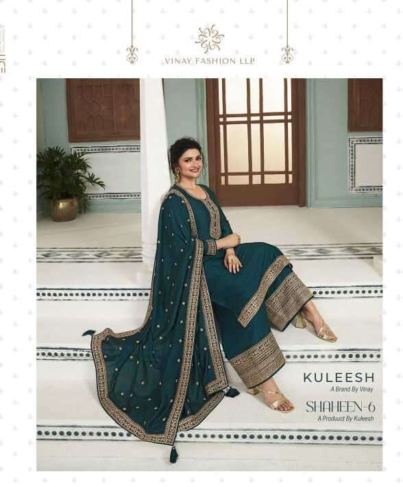 KULEESH SHAHEEN VOL-6 BY VINAY FASHION 64861 TO 64866 SERIES SILK GEORGETTE DRESSES