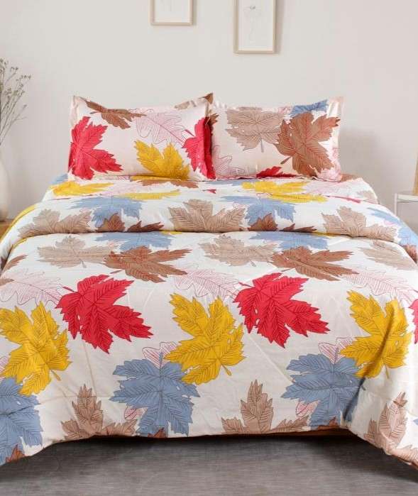 COMFY SLEEP BY ASLIWHOLESALE DOUBLE BEDSHEET WITH COMFORTER & PILLOWS