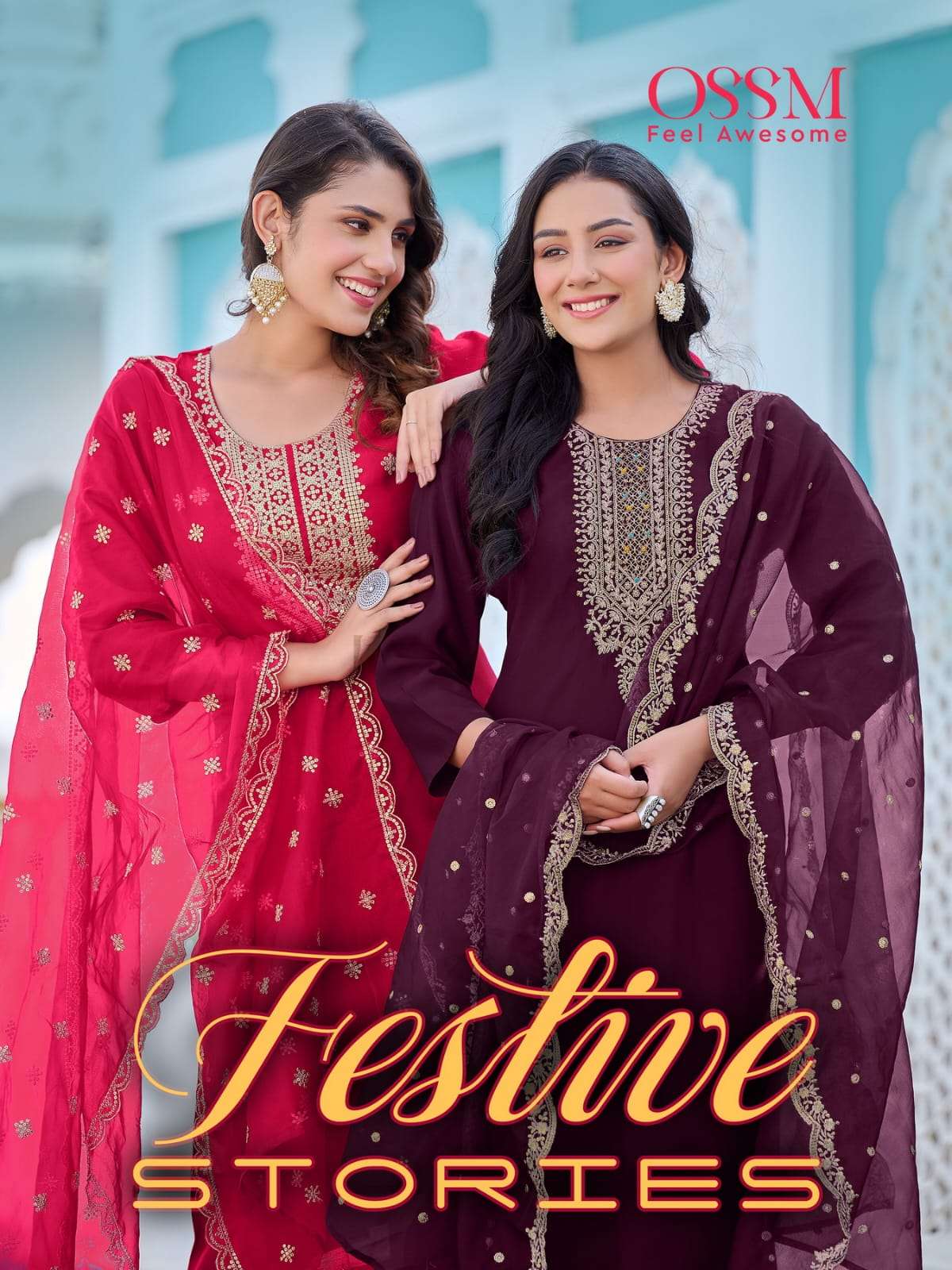 FESTIVE STORIES BY OSSM 101 TO 106 SERIES FANCY PURE VISCOSE DRESSES