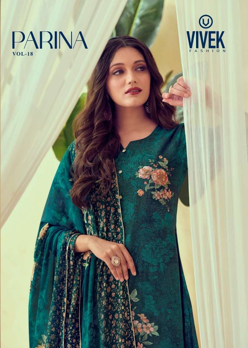 PARINA VOL-18 BY VIVEK FASHION 12901 TO 12904 SERIES PURE SILK DRESSES