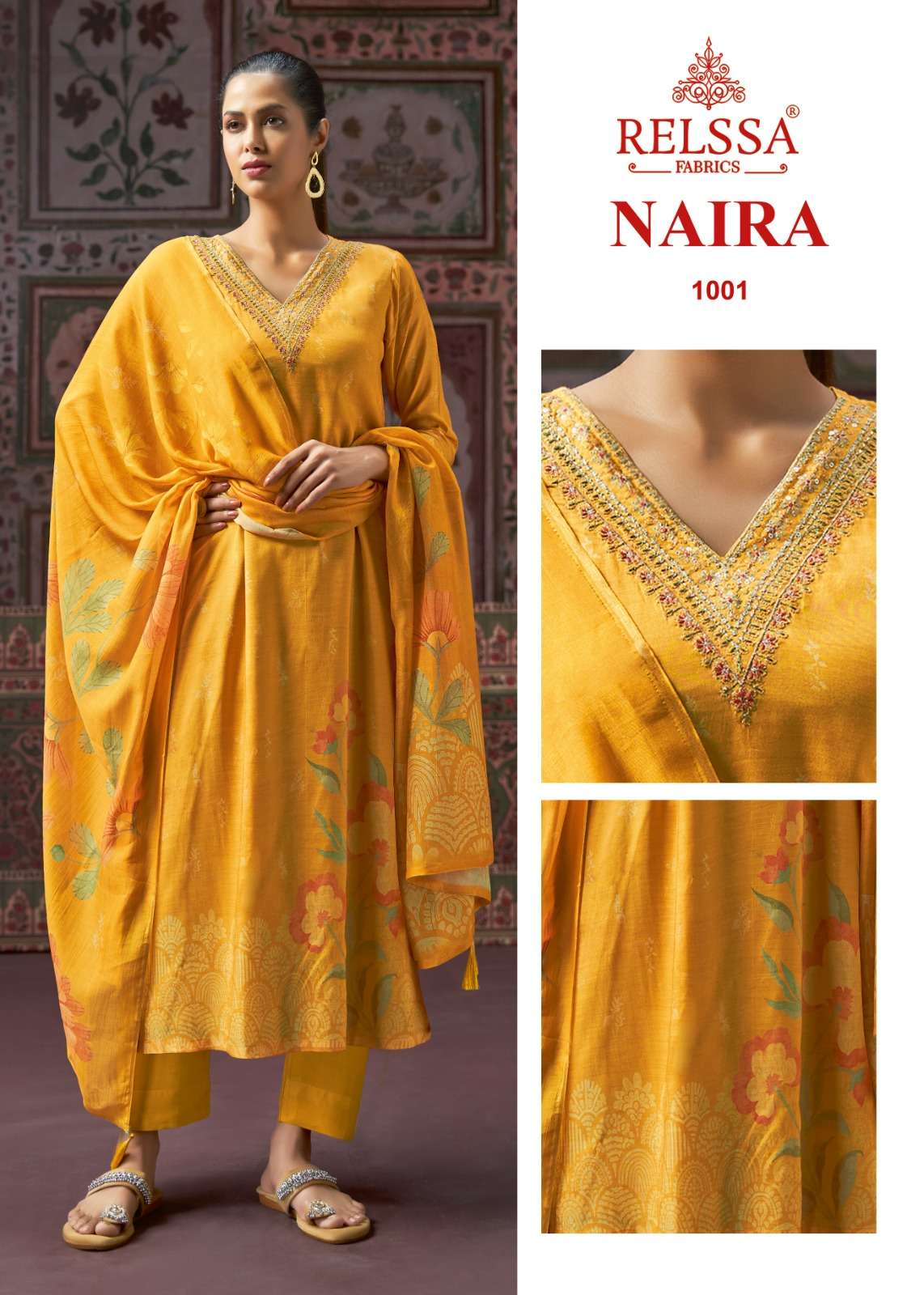 NAIRA BY RELSSA 1001 TO 1004 SERIES PURE MUSLIN EMBROIDERY DRESSES