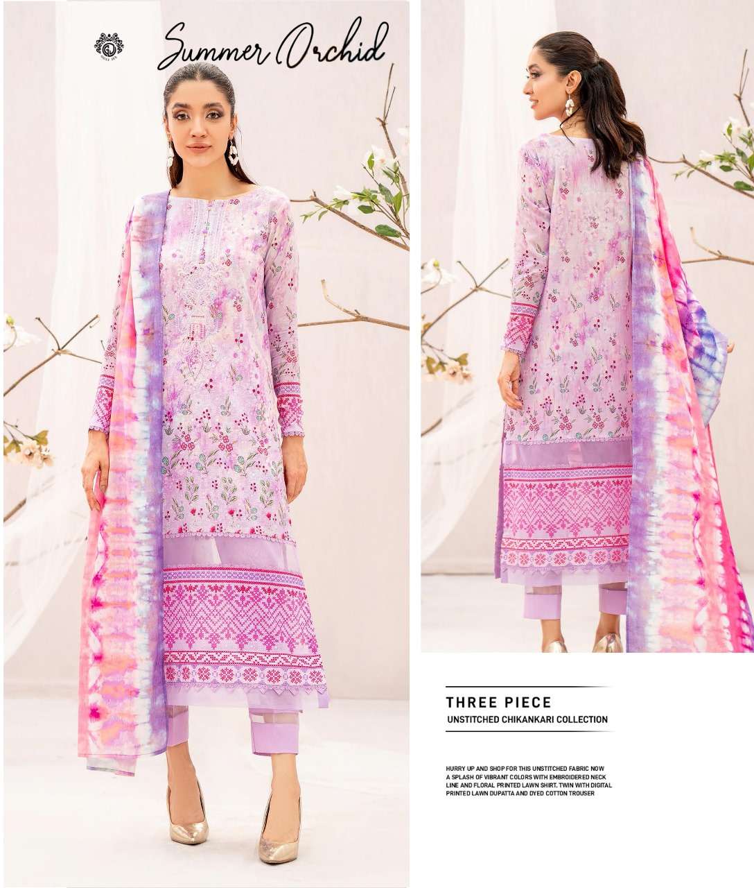 SUMMER ORCHID BY GULL JEE 1001 TO 1012 SERIES LAWN PRINTED DRESSES