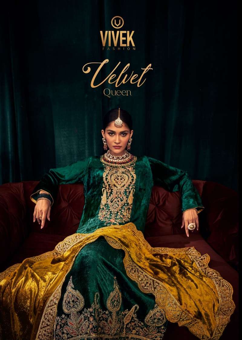 VELVET QUEEN BY VIVEK FASHION 13101 TO 13104 SERIES PURE VELVET DRESSES