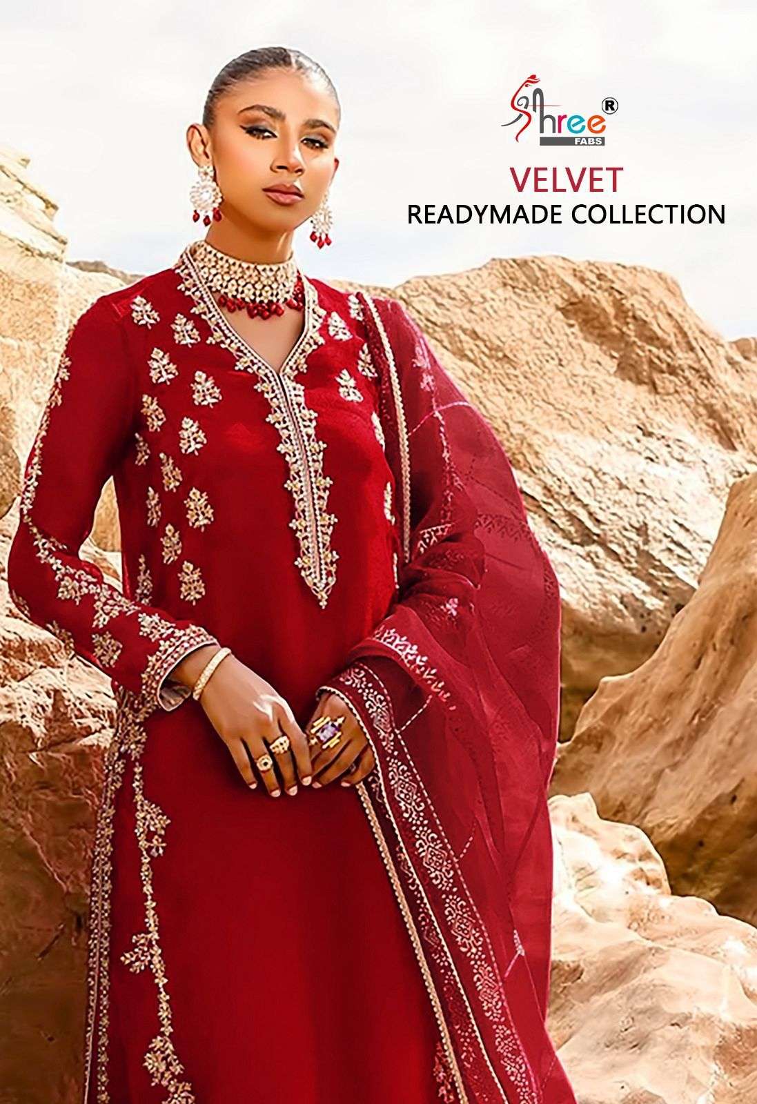 R-1185 COLOURS BY SHREE FABS DESIGNER VELEVT EMBROIDERY STITCHED PAKISTANI DRESSES