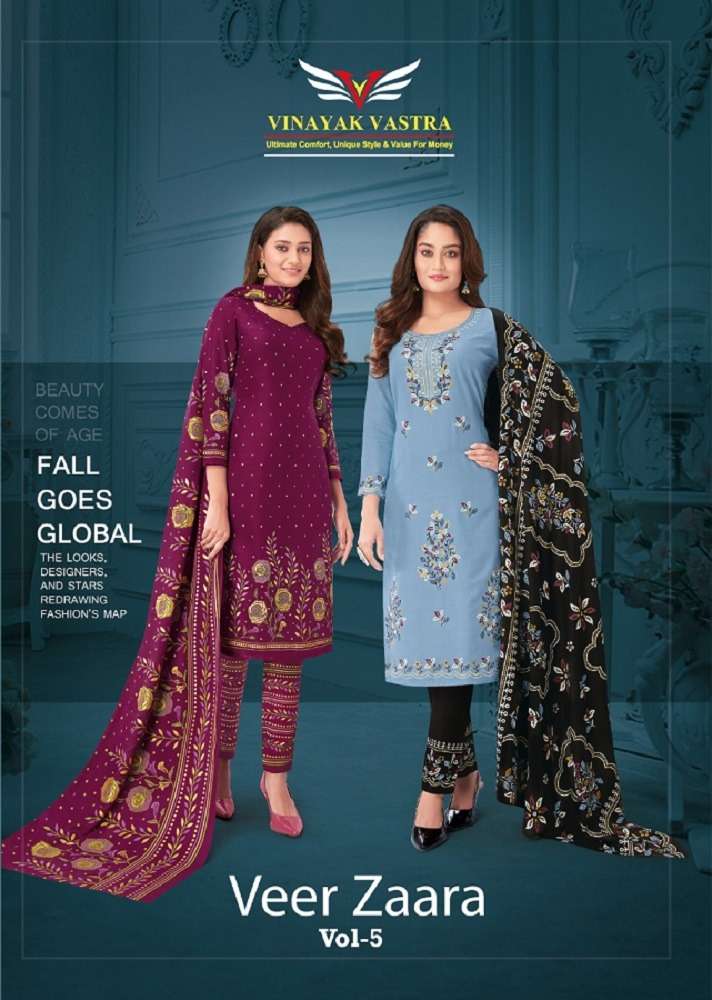 VEER ZAARA VOL-5 BY VINAYAK VASTRA 1001 TO 1018 SERIES DESIGNER RAYON DRESSES