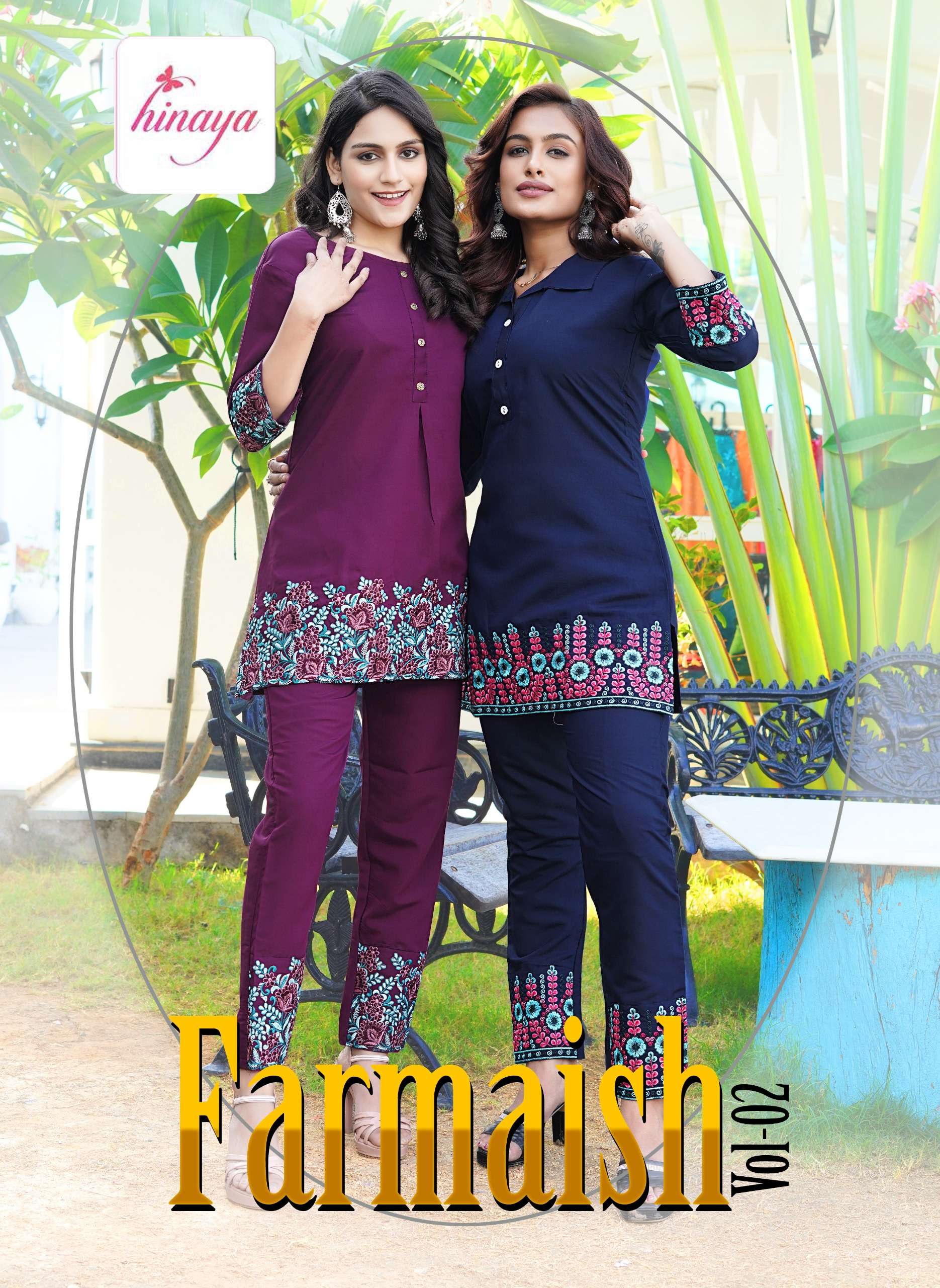 FARMAISH VOL-02 BY HINAYA 2001 TO 2004 SERIES ROMAN SILK PRINT CO-ORD SET