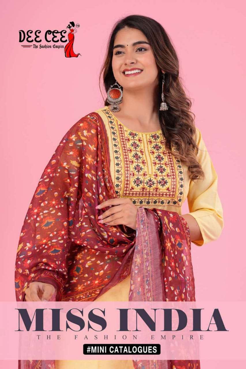 MISS INDIA BY DEE CEE 1001 TO 1004 SERIES DESIGNER COTTON DRESSES