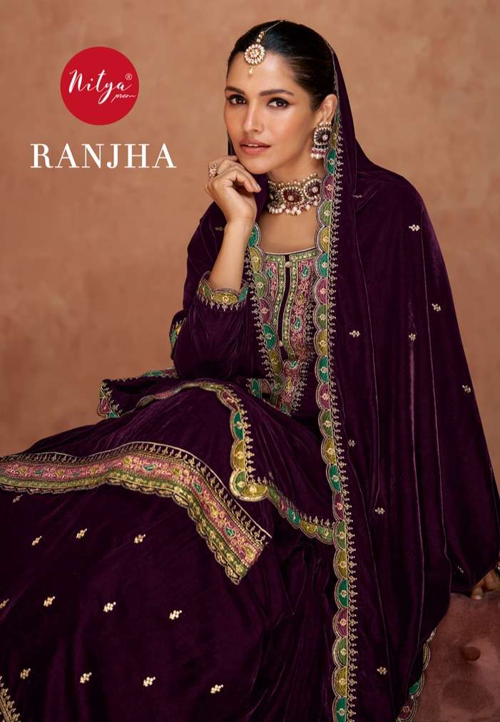 NITYA RANJHA BY LT FABRICS 1801 TO 1805 SERIES VELVET WORK DRESSES