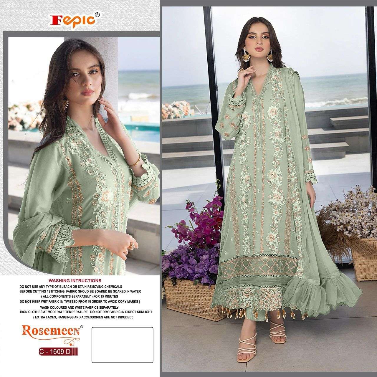 ROSEMEEN C-1609 COLOURS BY FEPIC 1609-D TO 1609-F GEORGETTE PAKISTANI DRESSES