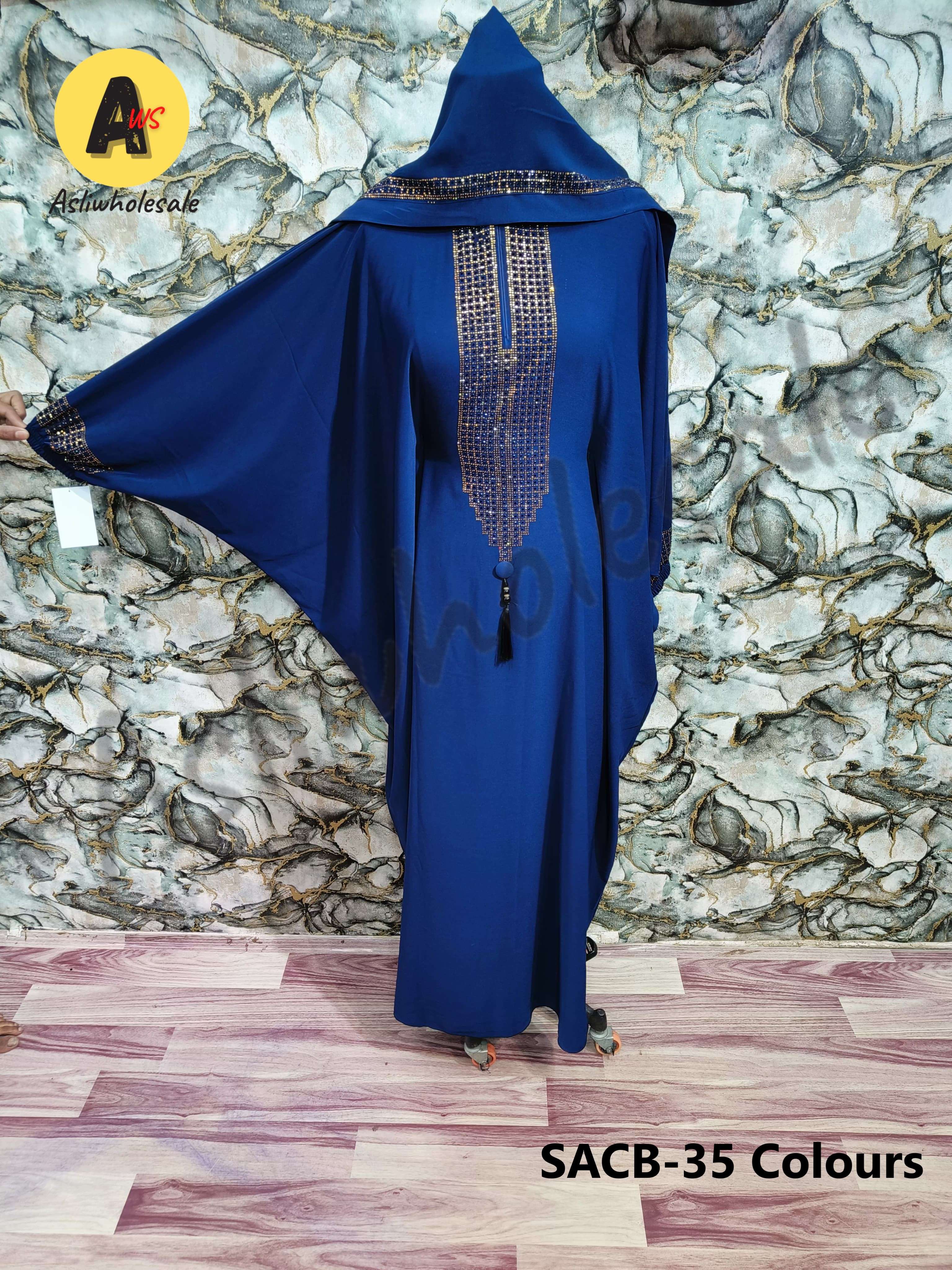 SACB-35 COLOURS BY ASLIWHOLESALE STYLISH DESIGNER PRADA FABRIC BURQAS