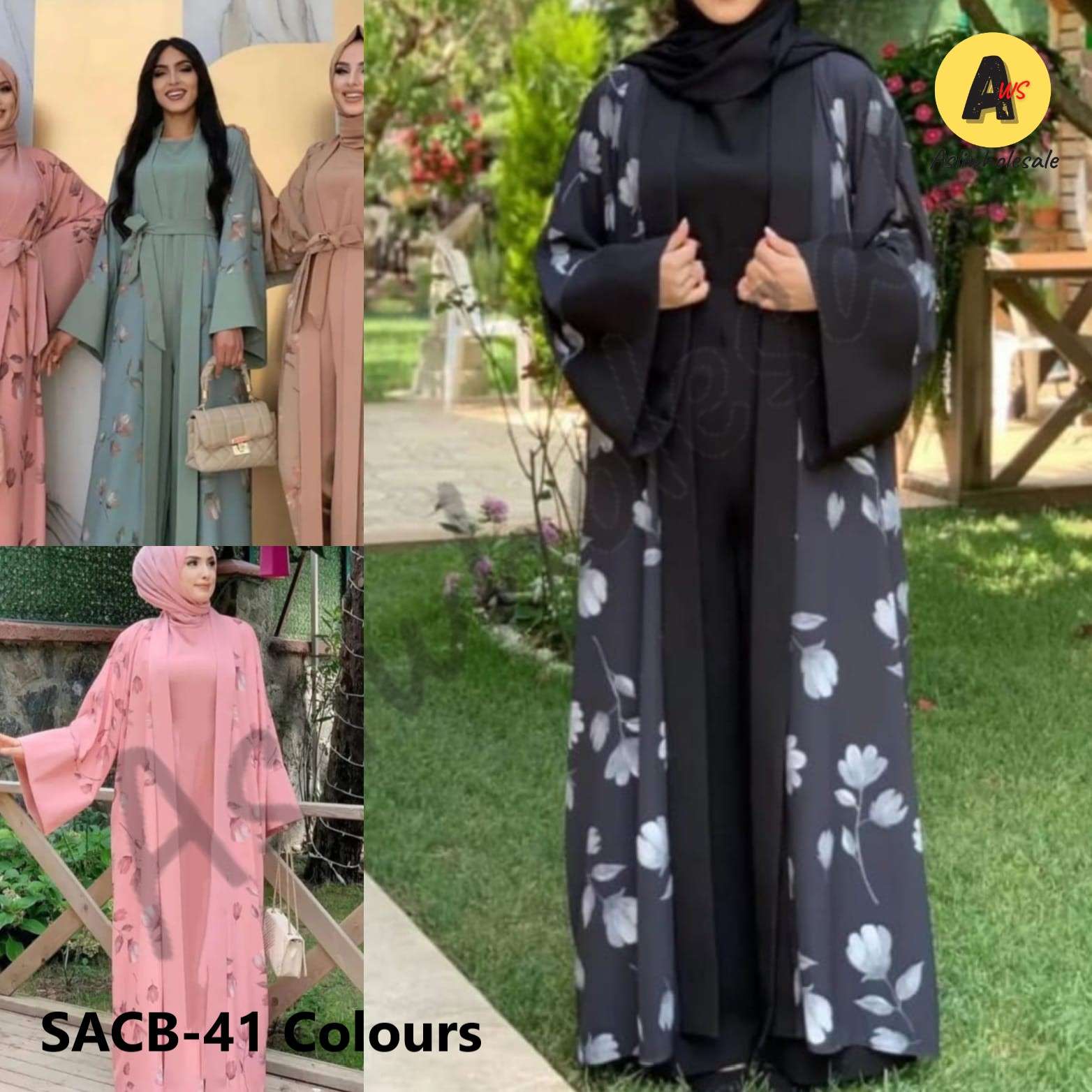 SACB-41 COLOURS BY ASLIWHOLESALE PRINTED GEORGETTE FABRIC BURQAS