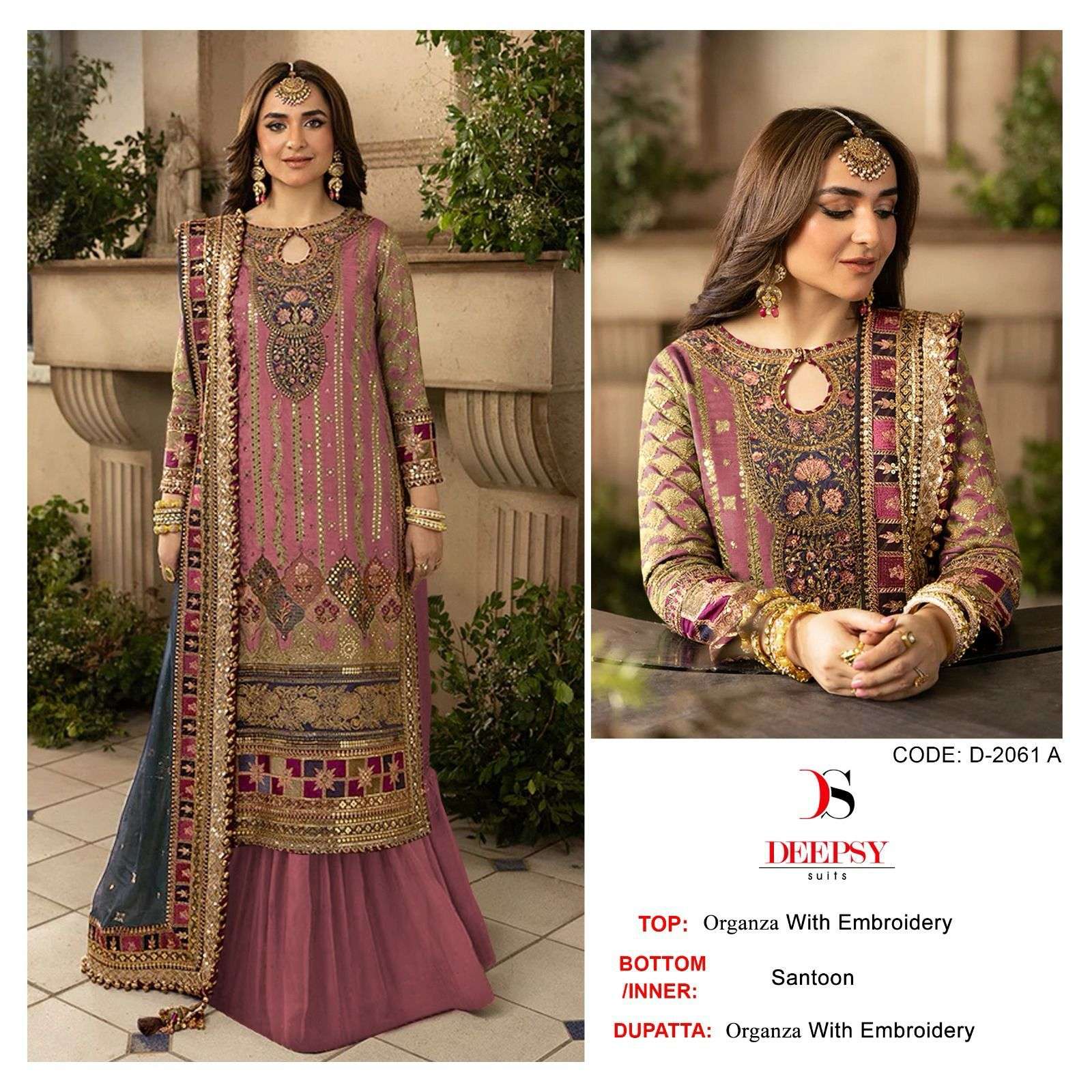 D-2061 COLOURS BY DEEPSY SUITS HEAVY ORGANZA EMBROIDERY PAKISTANI DRESSES
