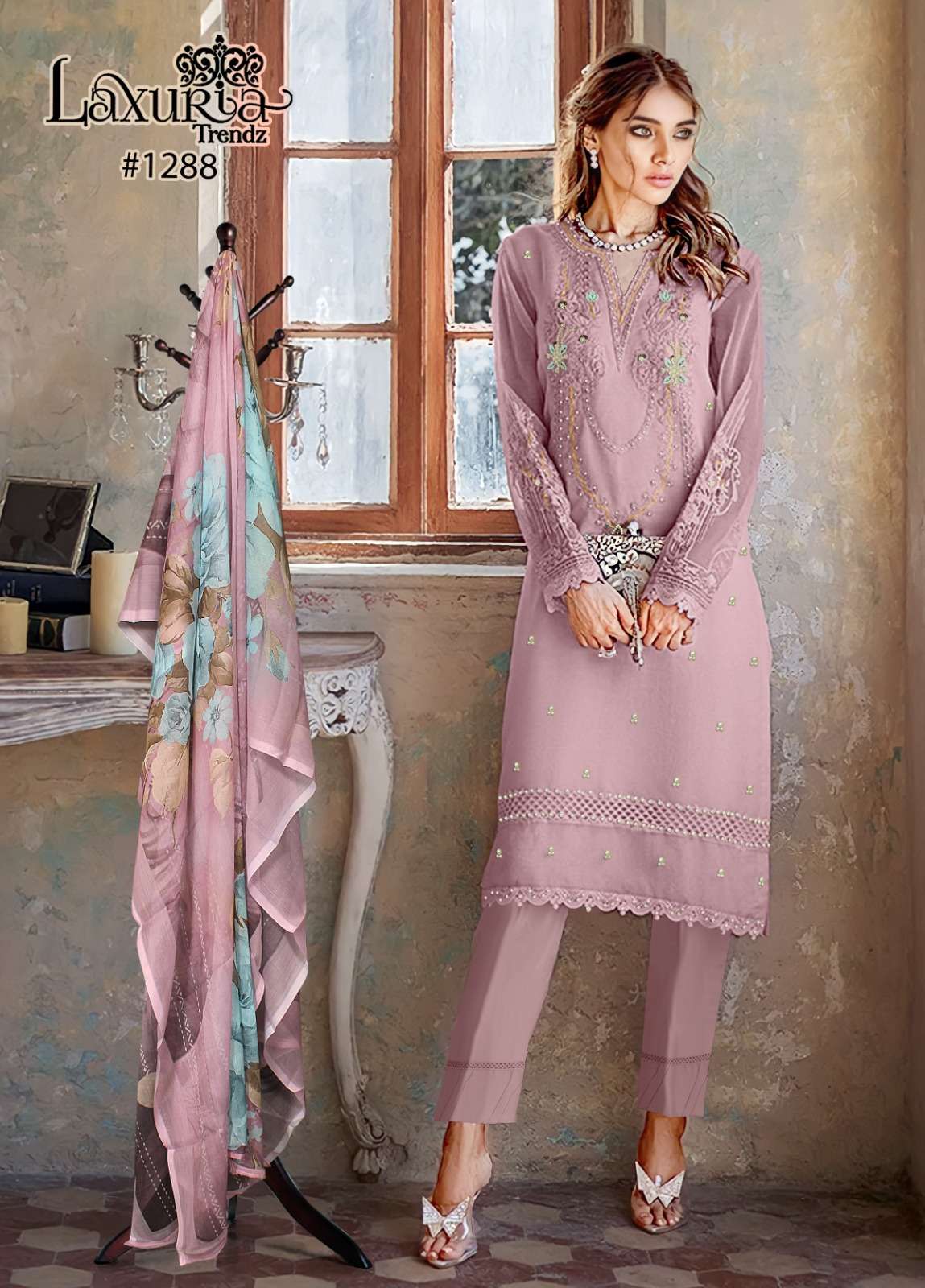 LAXURIA 1288 BY LAXURIA TRENDZ DESIGNER FAUX GEORGETTE STITCHED DRESSES