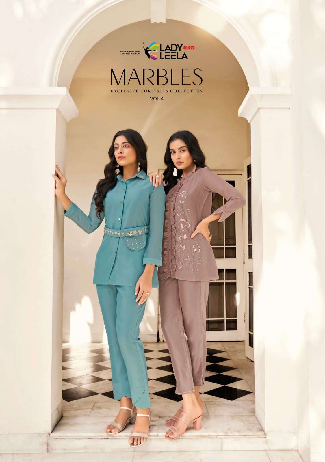 MARBLES VOL-4 BY LADY LEELA 1111 TO 1116 SERIES ORGANZA VISCOSE DRESSES