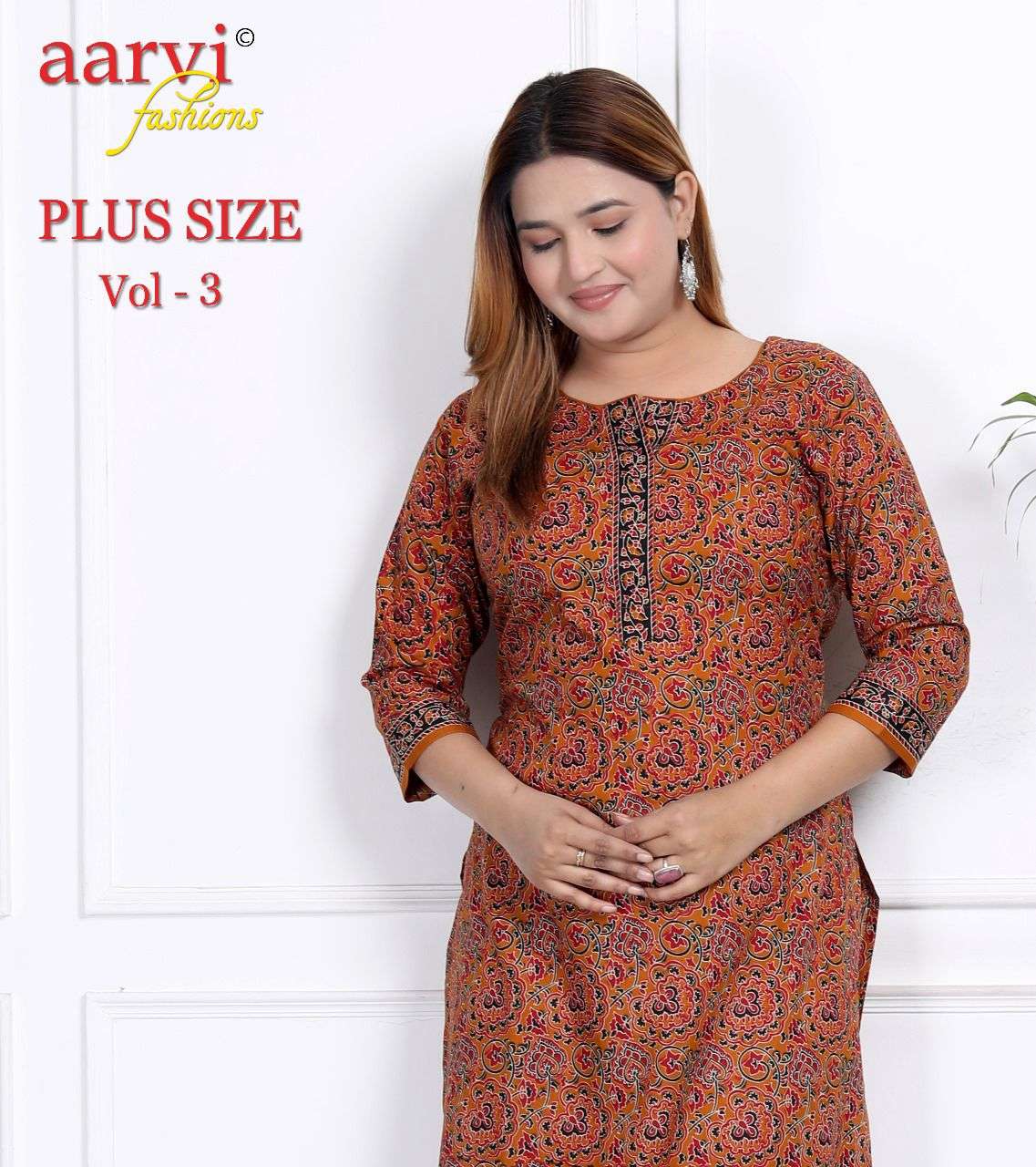 PLUS SIZE VOL-1 BY AARVI FASHIONS 7668 TO 7677 SERIES COTTON PRINTED DRESSES