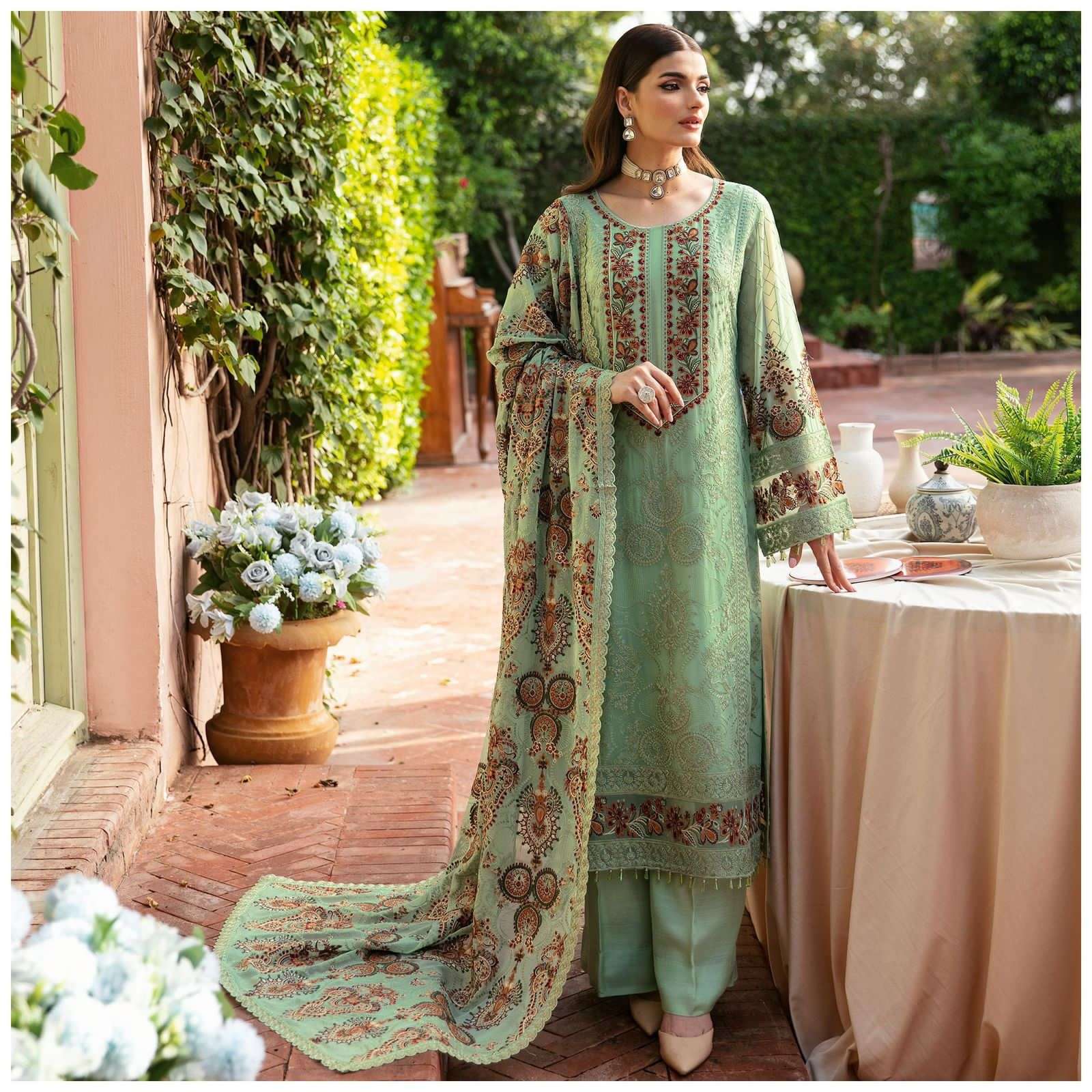 RAMSHA VOL-01 BY SANIYA TRENDZ GEORGETTE EMBROIDERED PAKISTANI DRESSES