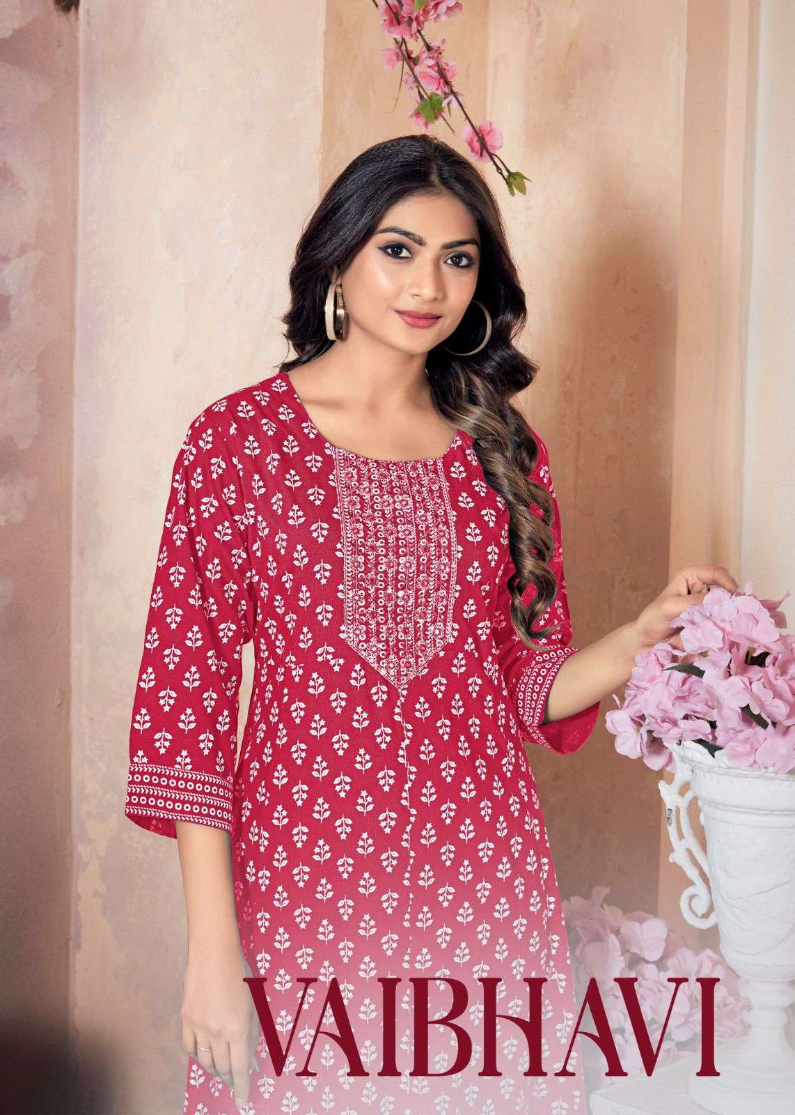 VAIBHAVI BY ASLIWHOLESALE DESIGNER RAYON EMBROIDERY SEQUENCE WORK KURTIS