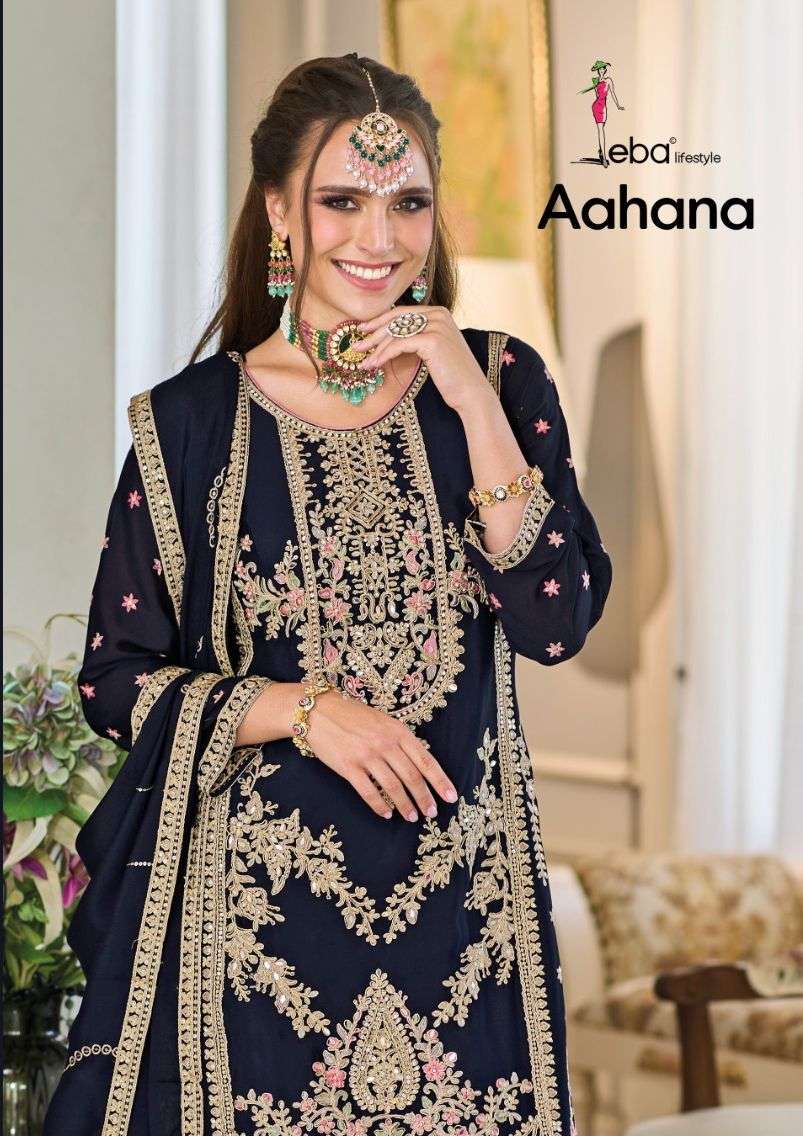 AAHANA BY EBA LIFESTYLE 1672 TO 1674 SERIES CHINON EMBROIDERED DRESSES