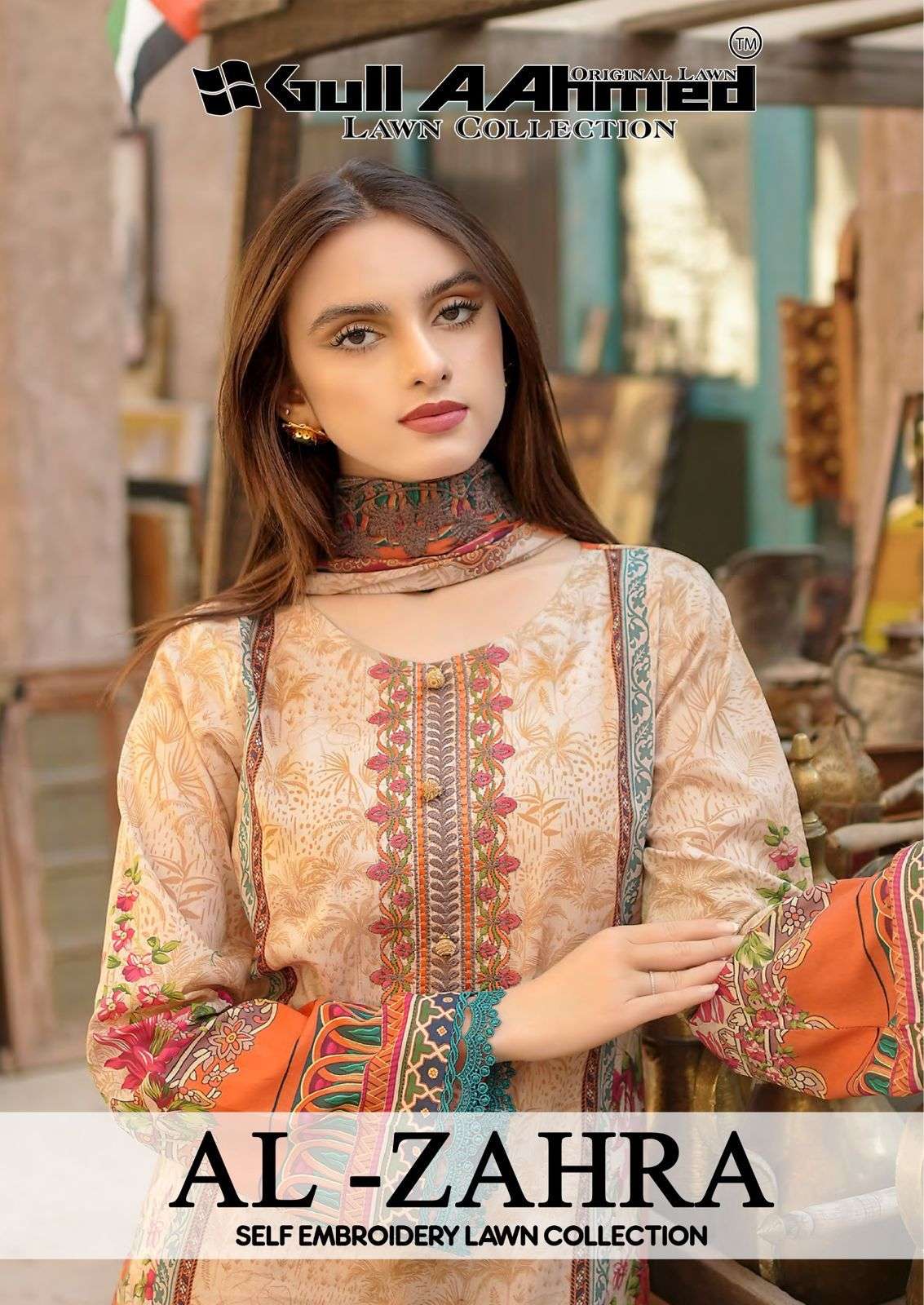 AL ZAHRA VOL-1 BY GULL AAHMED 1001 TO 1006 SERIES LAWN COTTON PRINTED DRESSES