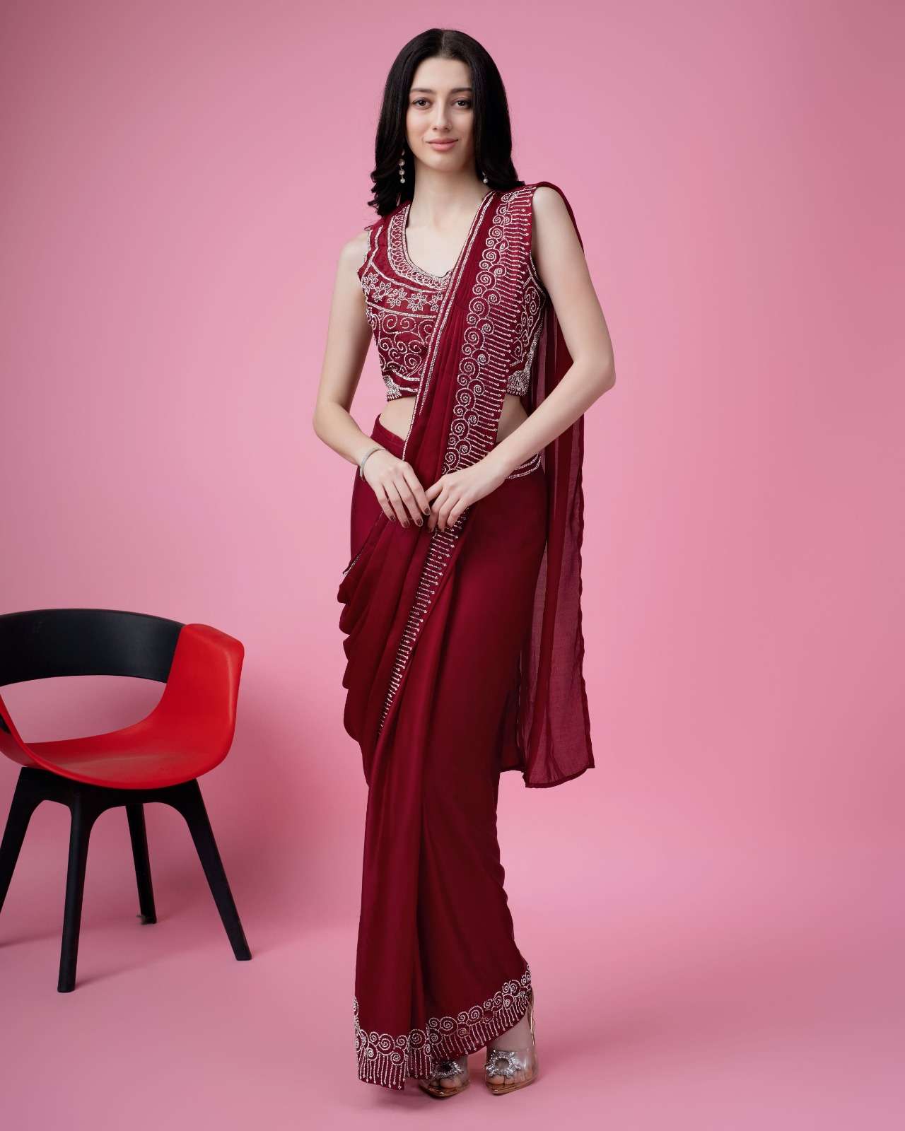 AMOHA 10166 COLOURS BY AMOHA TRENDZ FANCY SATIN SILK STITCHED SAREES