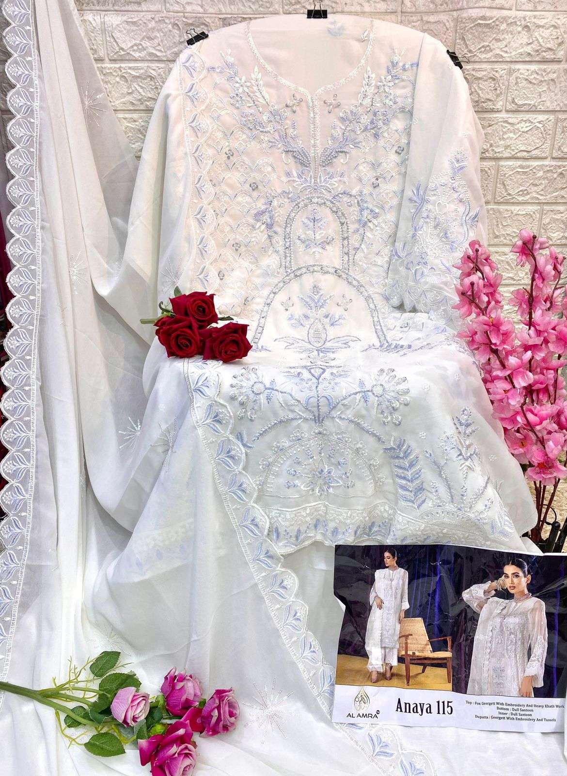 ANAYA 115 BY AL AMRA DESIGNER PURE GEORGETTE EMBROIDERY PAKISTANI DRESSES