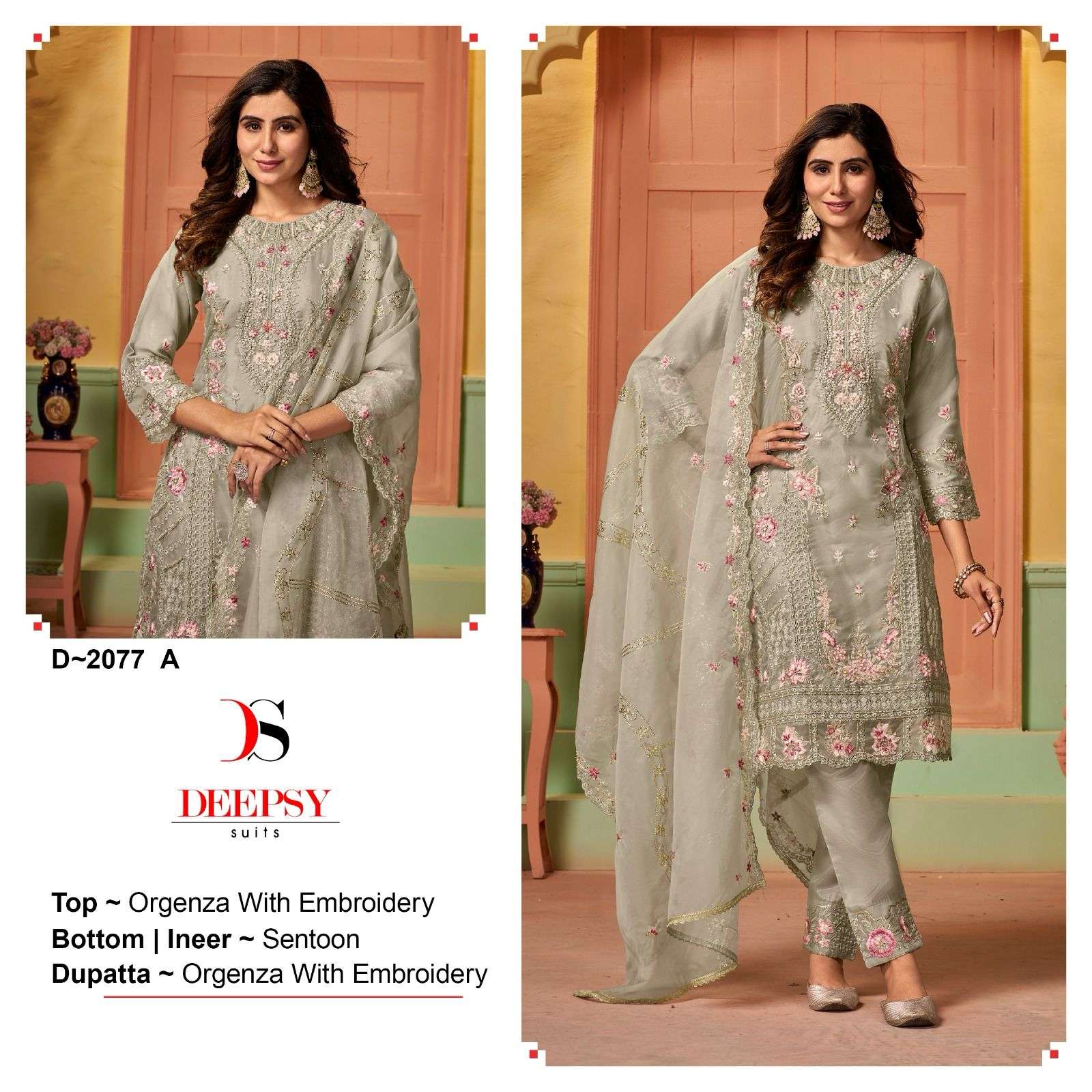 D-2077 COLOURS BY DEEPSY SUITS HEAVY ORGANZA EMBROIDERY PAKISTANI DRESSES