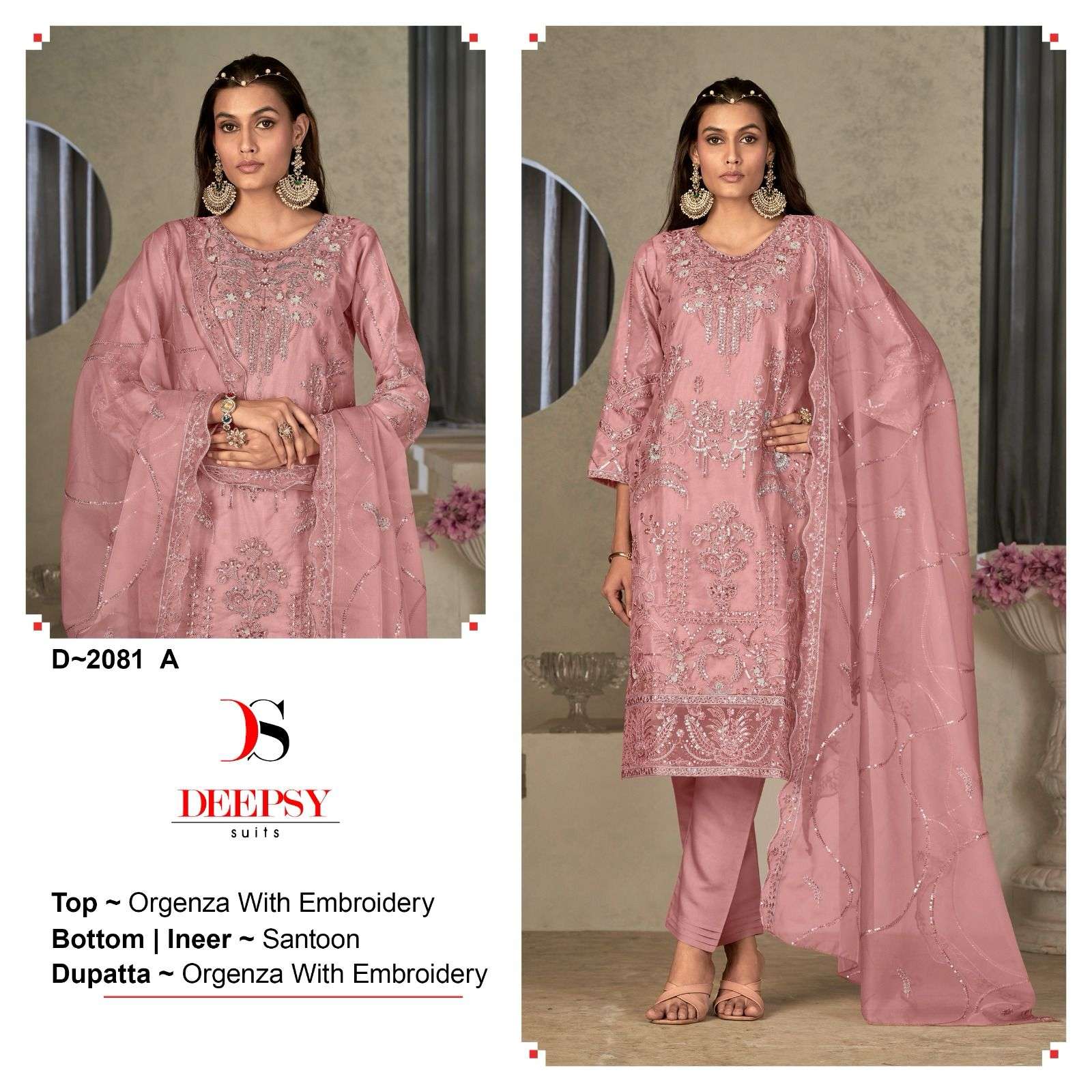 D-2081 COLOURS BY DEEPSY SUITS HEAVY ORGANZA EMBROIDERY PAKISTANI DRESSES