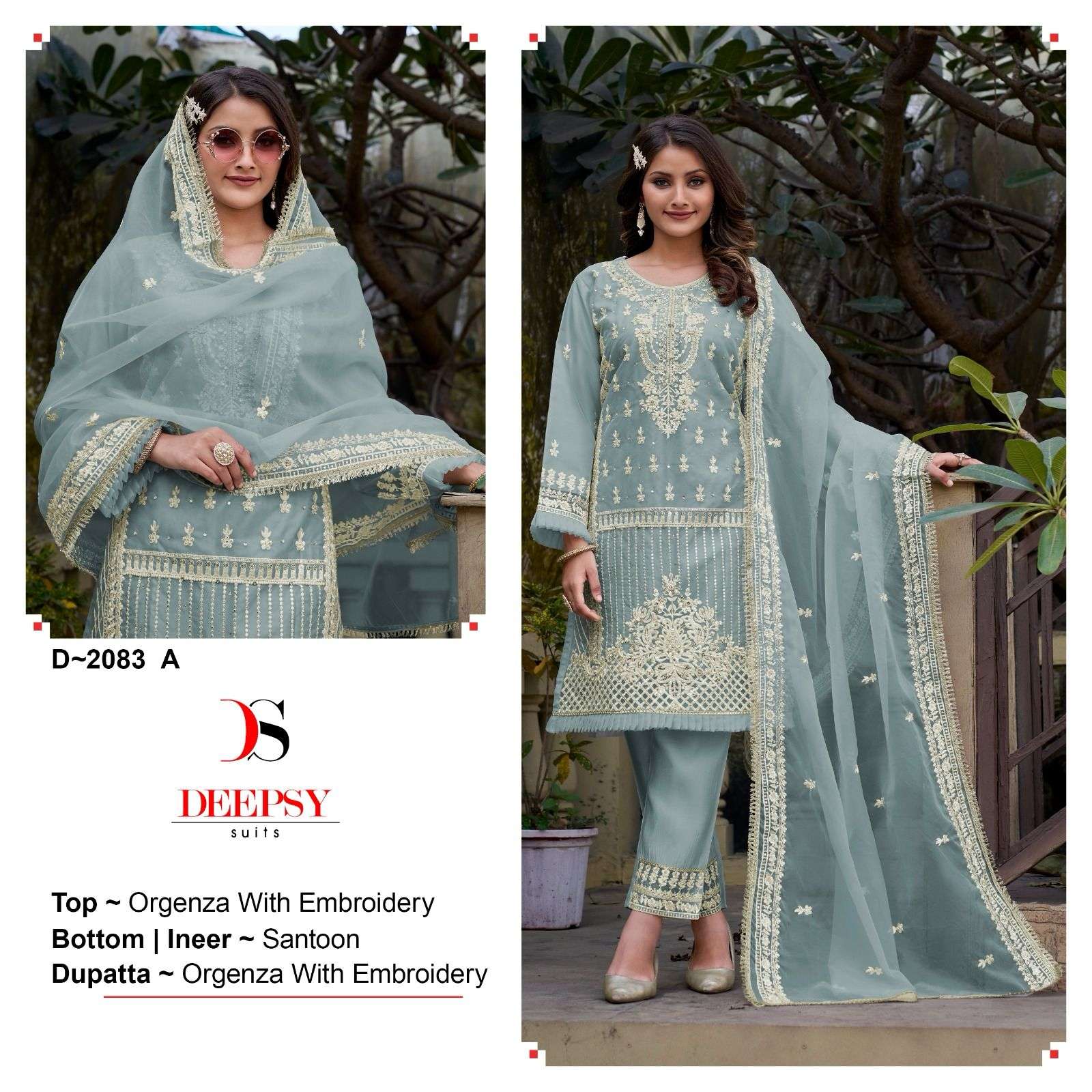 D-2083 COLOURS BY DEEPSY SUITS HEAVY ORGANZA EMBROIDERY PAKISTANI DRESSES