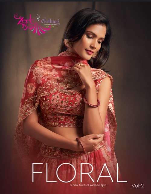 FLORAL VOL-2 BY ZEEL CLOTHING 7611 TO 7619 SERIES STYLISH GIRLISH LEHENGAS