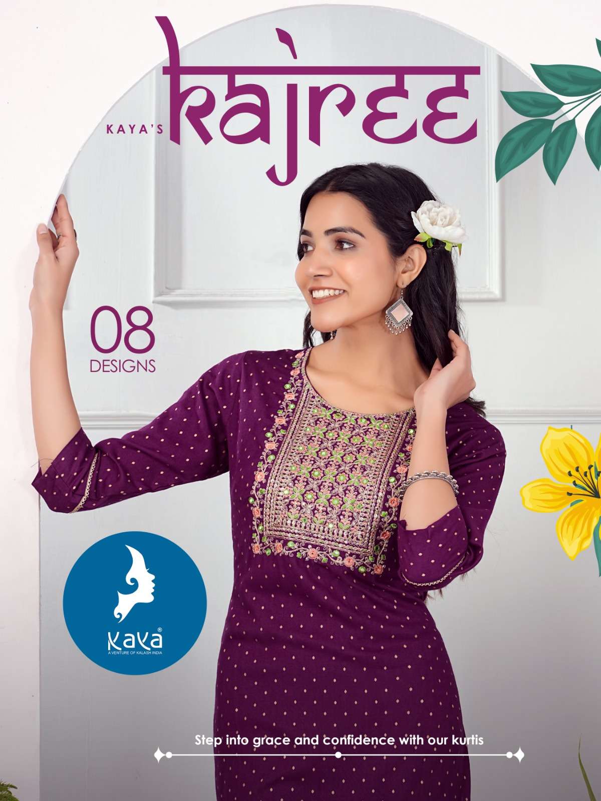 KAJREE BY KAYA 01 TO 08 SERIES DESIGNER RAYON SLUB PRINTED DRESSES