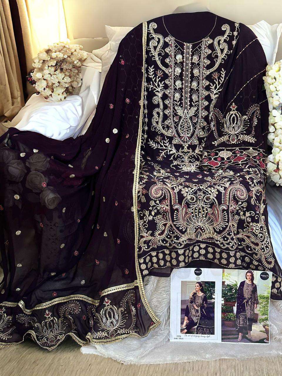 M-1292 NX BY MEHBOOB TEX HEAVY GEORGETTTE HEAVY EMBROIDERED DRESSES