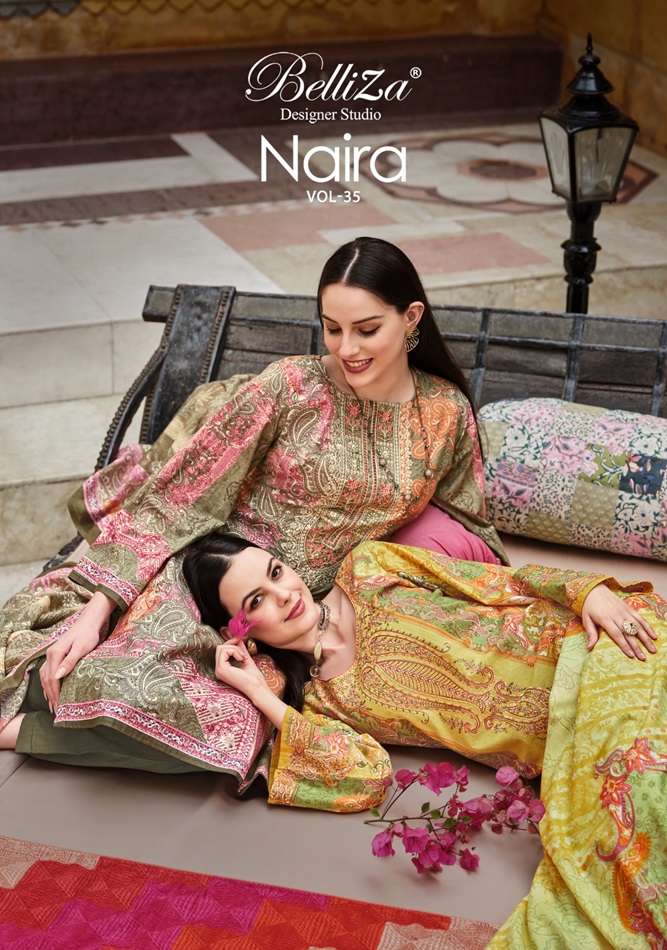 NAIRA VOL-35 BY BELLIZA 881-001 TO 881-008 SERIES COTTON EMBROIDERY DRESSES