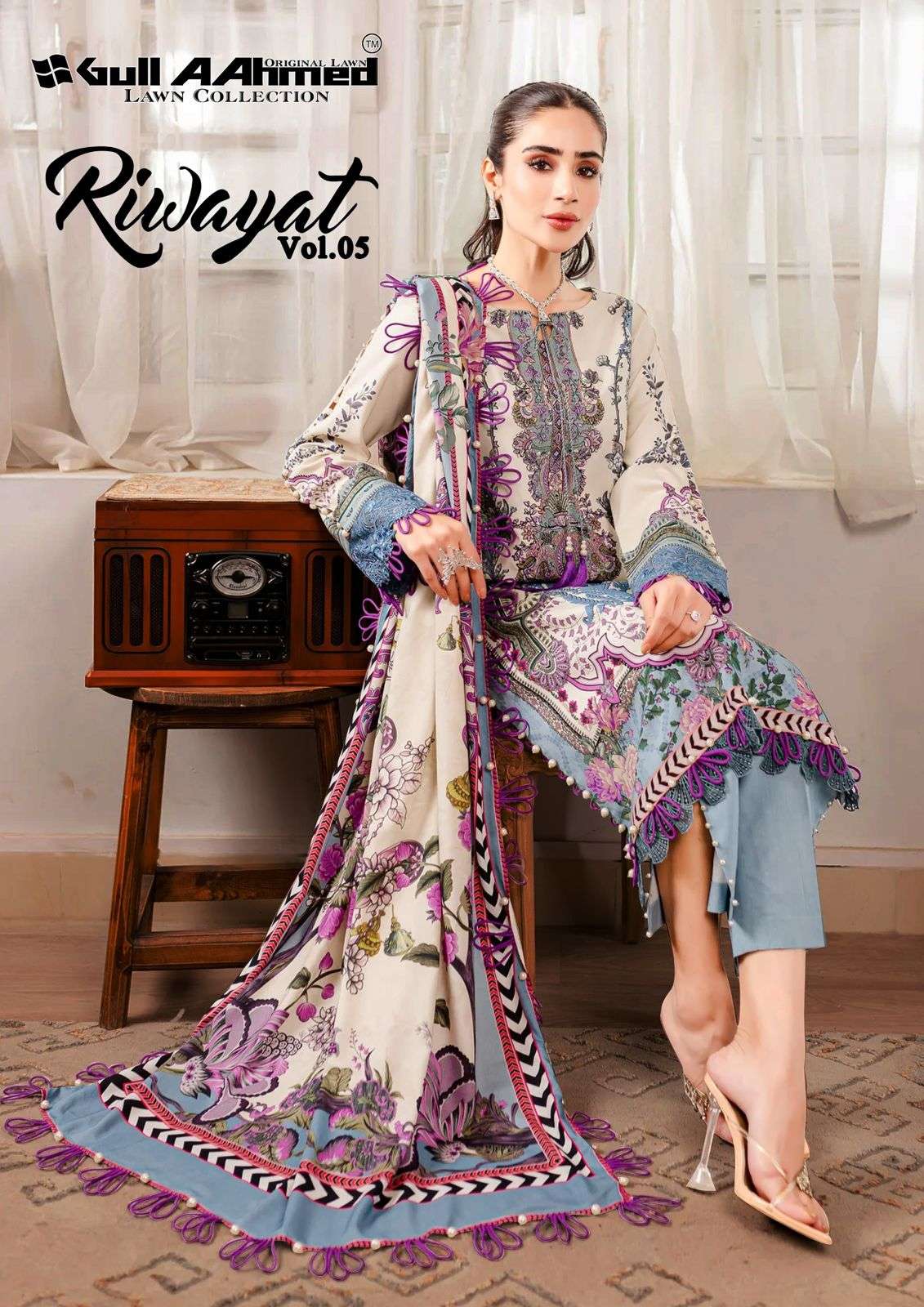 RIWAYAT VOL-5 BY GULL AAHMAD 5001 TO 5006 SERIES PURE LAWN COTTON PRINT DRESSES