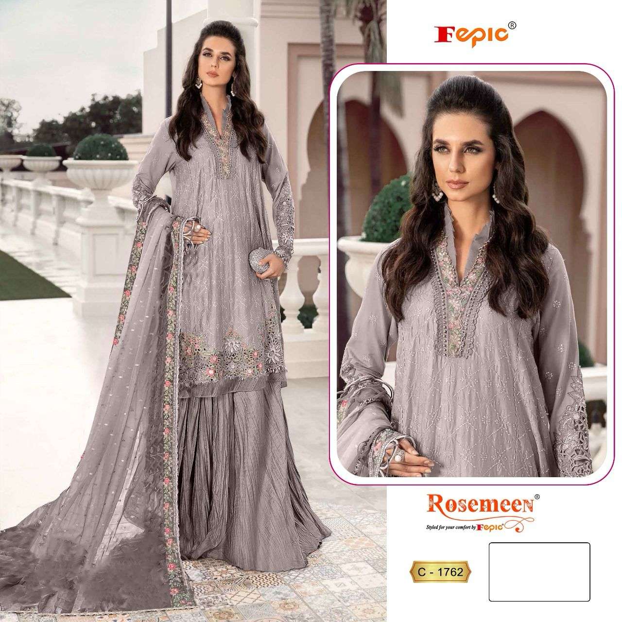 ROSEMEEN C-1762 COLOURS BY FEPIC DESIGNER ORGANZA EMBROIDERED PAKISTANI DRESSES